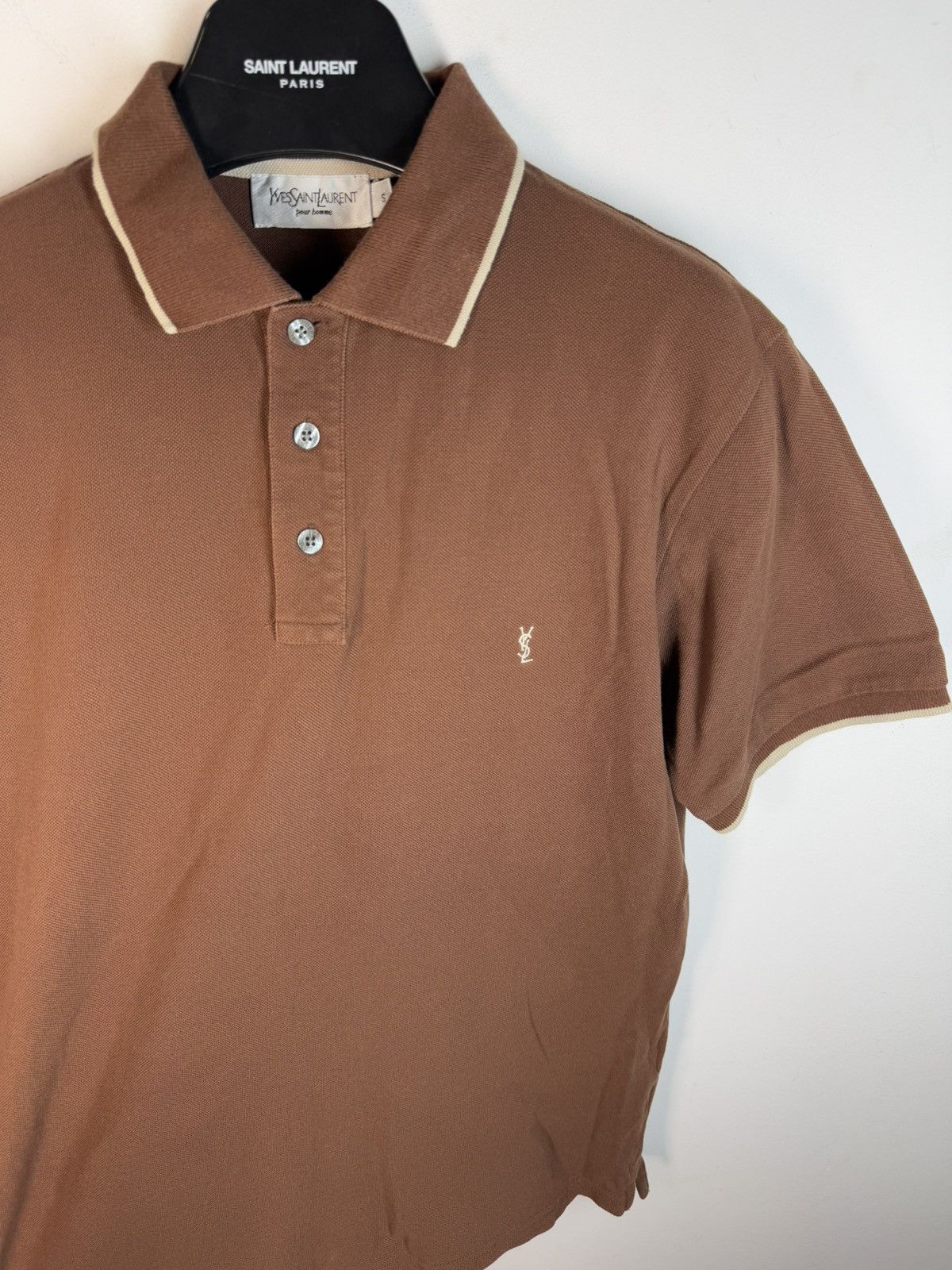 Yves Saint Laurent Brown YSL Polo Shirt YSL Tee Beige YSL Shirt Size US S / EU 44-46 / 1 - 13 Thumbnail