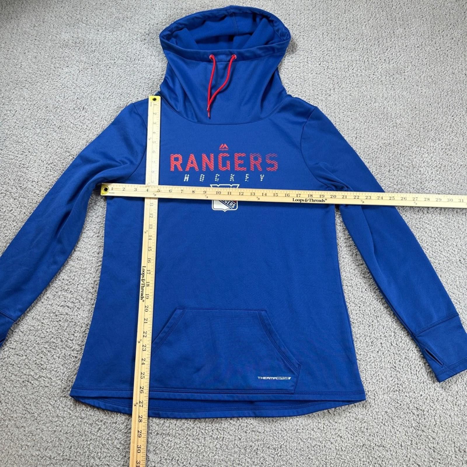 Majestic New York Rangers Therma Base Hoodie Blue Cowl Neck Mens Size US L / EU 52-54 / 3 - 2 Thumbnail
