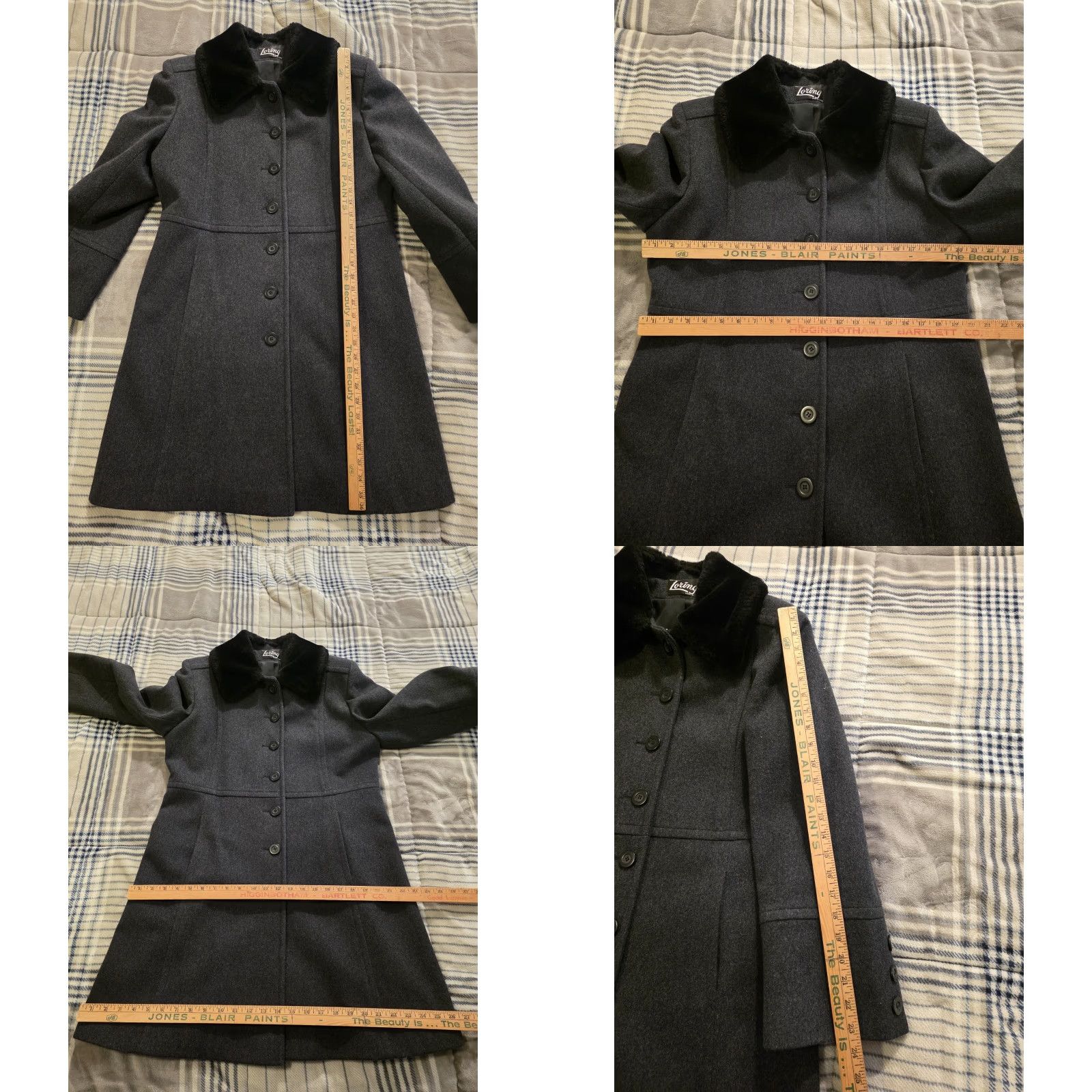 Vintage VINTAGE Loring Women's Long Wool Coat Faux Fur Collar Charcoal Grey L Overcoat Wool Tweed Button Pockets Casual, Business, Formal Size L / US 10 / IT 46 - 9 Thumbnail