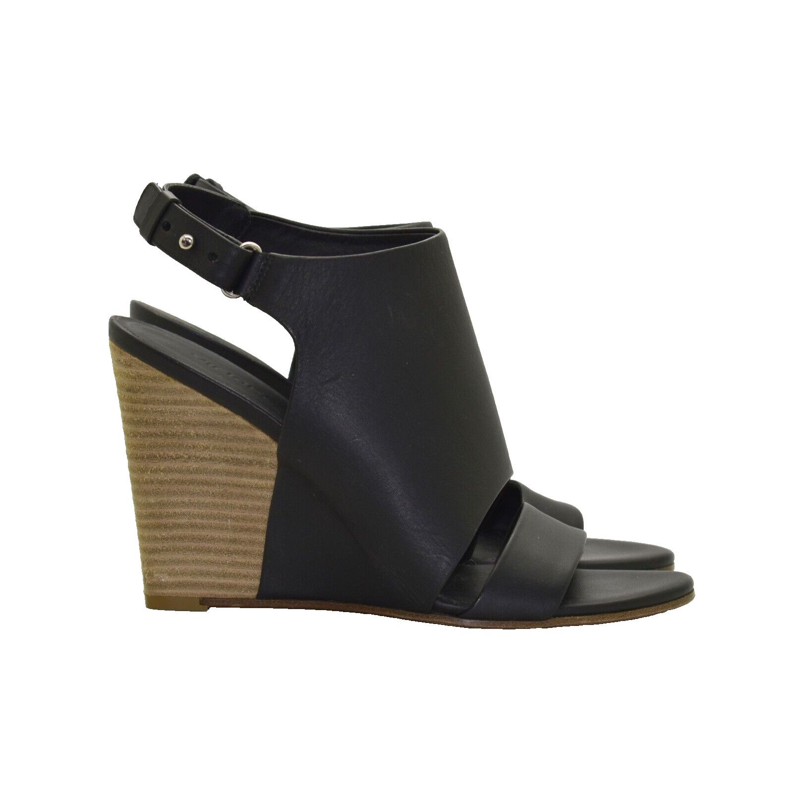 Vince NEW VINCE Black Leather Open Toe High Wedge Sandals 8 M $425 Size US 8 / IT 38 - 2 Thumbnail