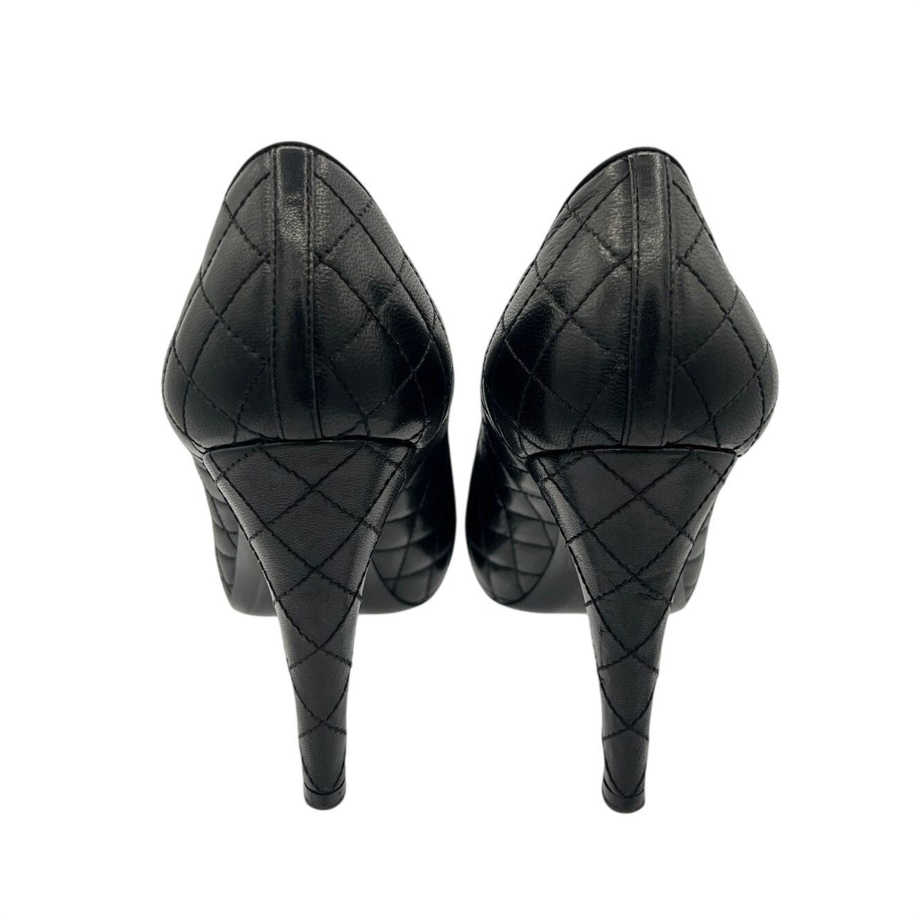 Chanel Chanel Quilted Lambskin Cap Toe Platform Heels 38.5 Black Size US 8.5 / IT 38.5 - 3 Thumbnail