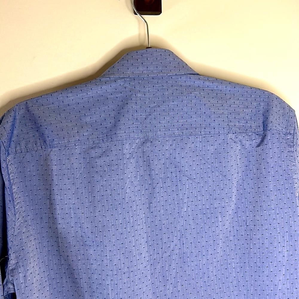Hugo Boss Slim Fit -BOSS-size 15-Med Blue w/Diamond design-100% Ctn Size 38R - 5 Thumbnail