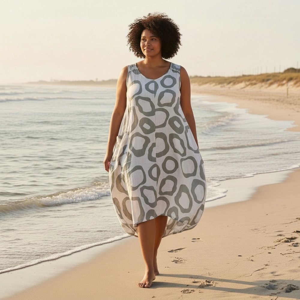 Other NWT New Cristina Vergani Made In Italy Linen Blend Dress Wi Size XL / US 12-14 / IT 48-50 - 1 Thumbnail