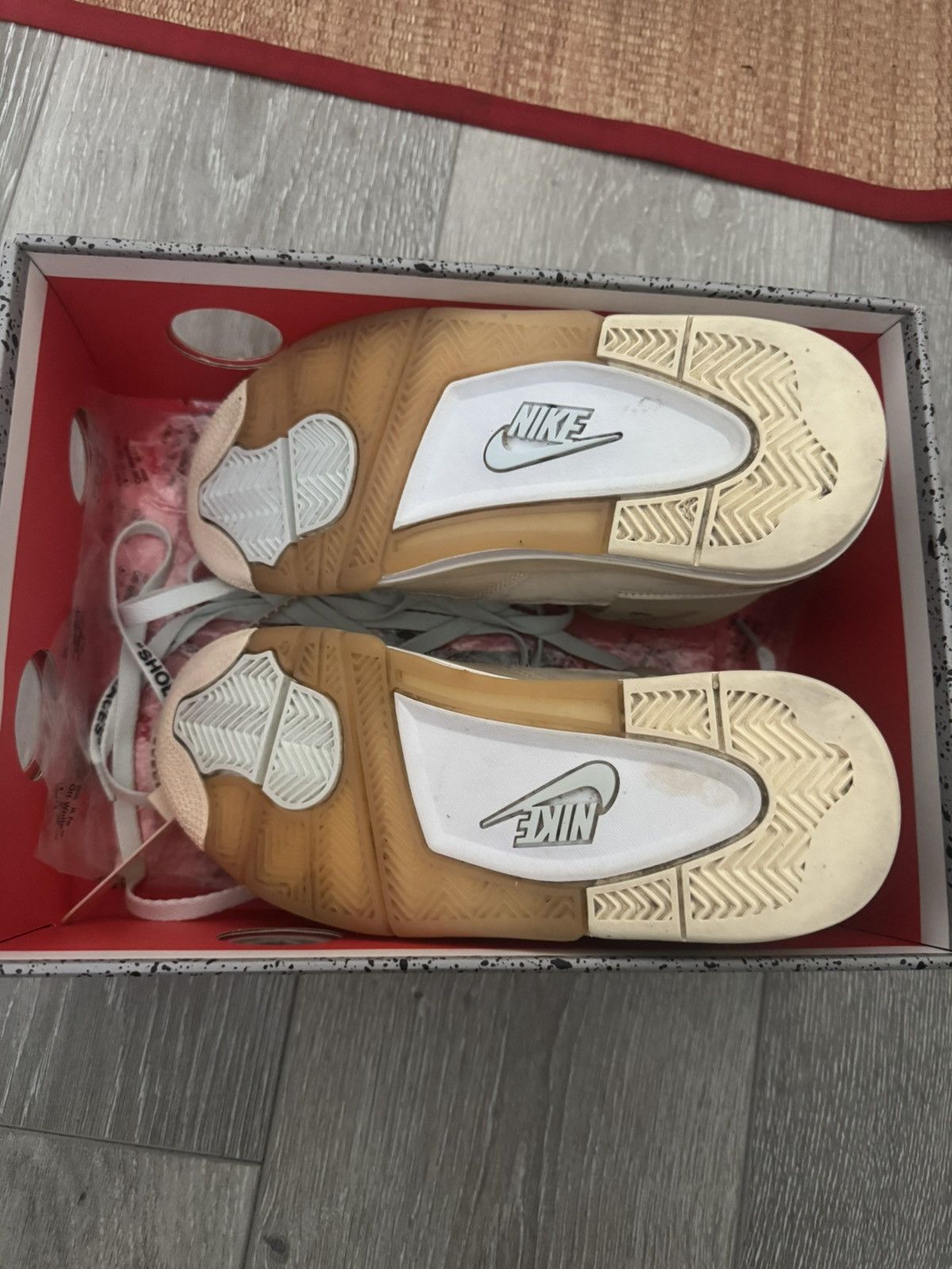 Jordan Brand × Off-White Air Jordan 4 Retro Off-White Sail US 6M/7.5W Used Size US 6 / EU 39 - 4 Thumbnail
