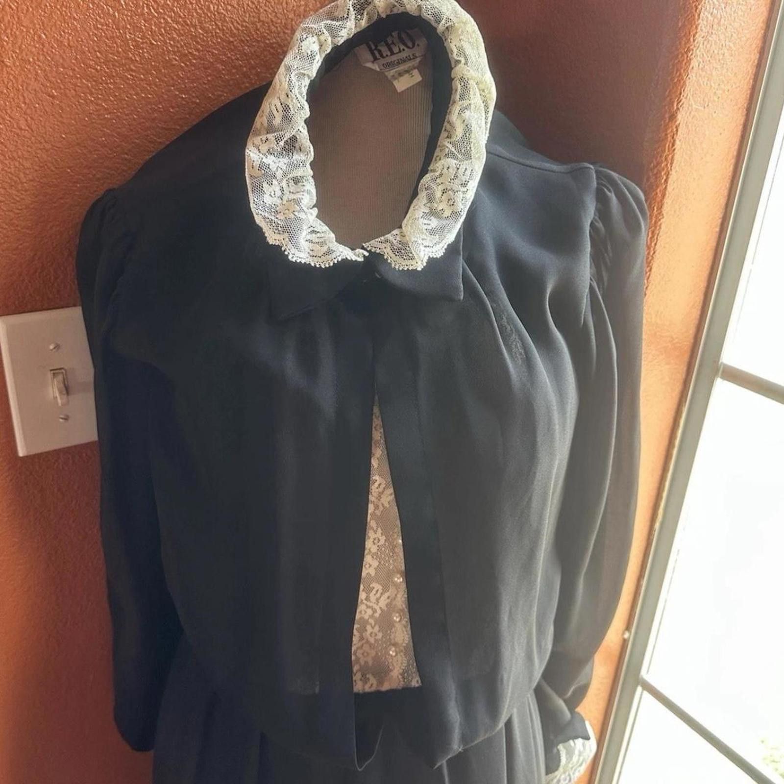 Other R.E.O Black Dress Size 14 Vintage Made Sheer Size XL / US 12-14 / IT 48-50 - 2 Thumbnail