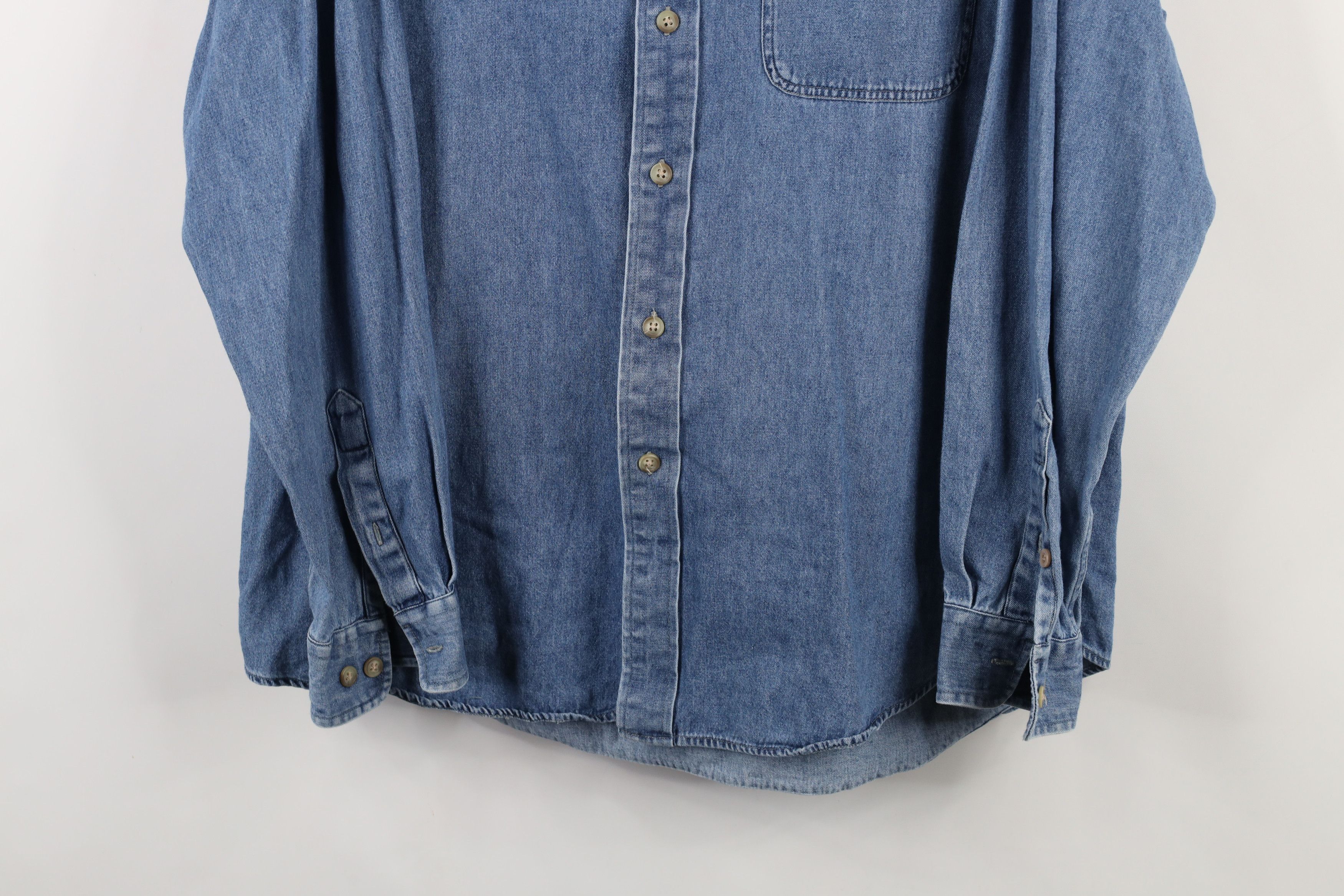 Vintage Vintage 90s Streetwear Collared Denim Jean Button Down Shirt Size US L / EU 52-54 / 3 - 3 Thumbnail