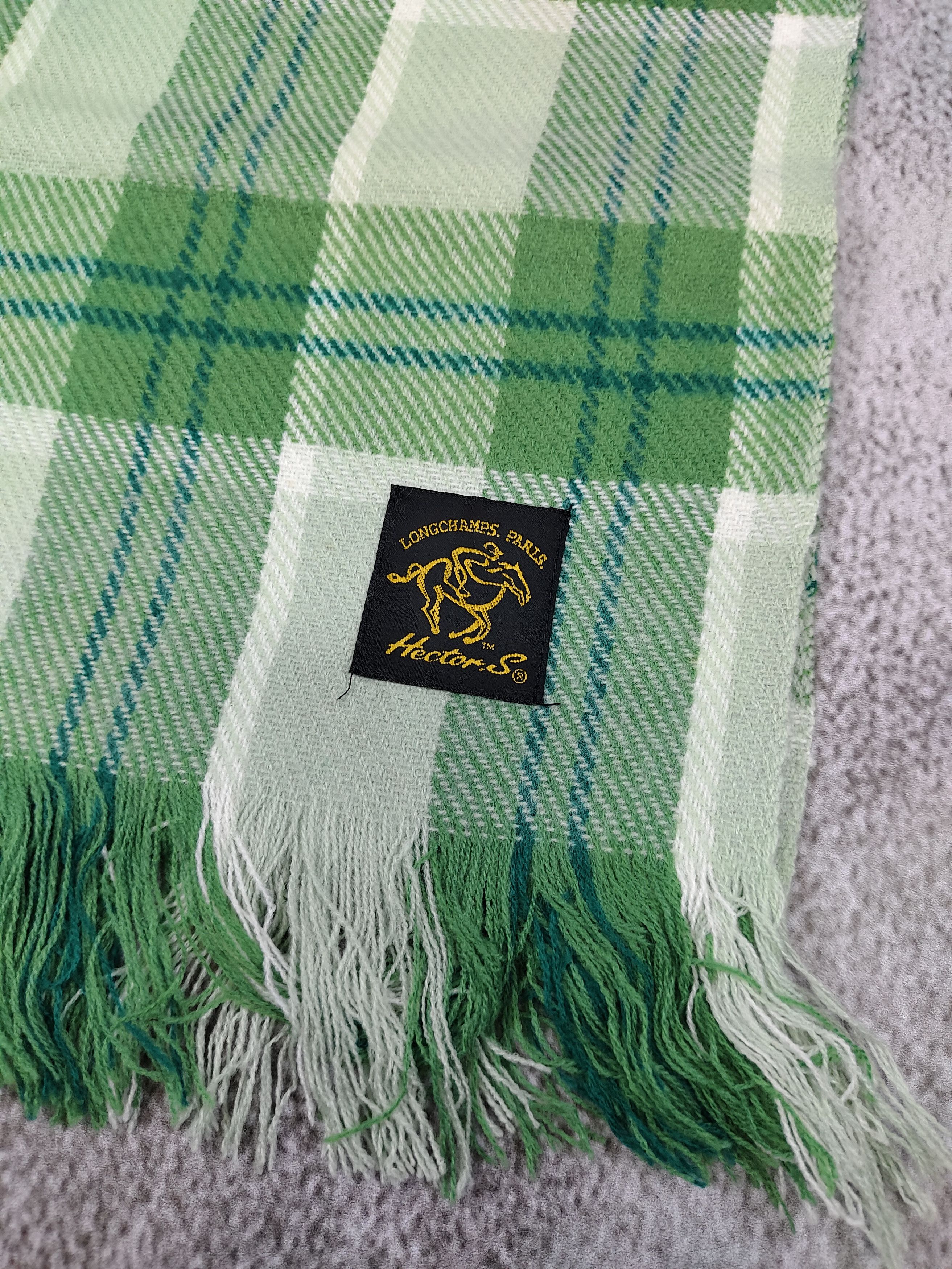 Longchamp 90s Longchamp Hector S Paris Tartan Fringe Wool Scarf Size ONE SIZE - 3 Thumbnail