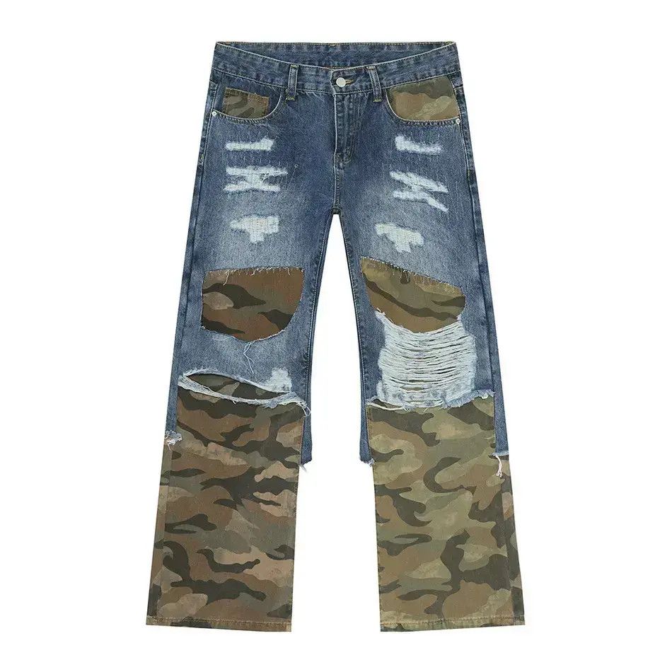 Japanese Brand Retro loose camouflage ripped patchwork jeans Size US 32 / EU 48 - 6 Thumbnail