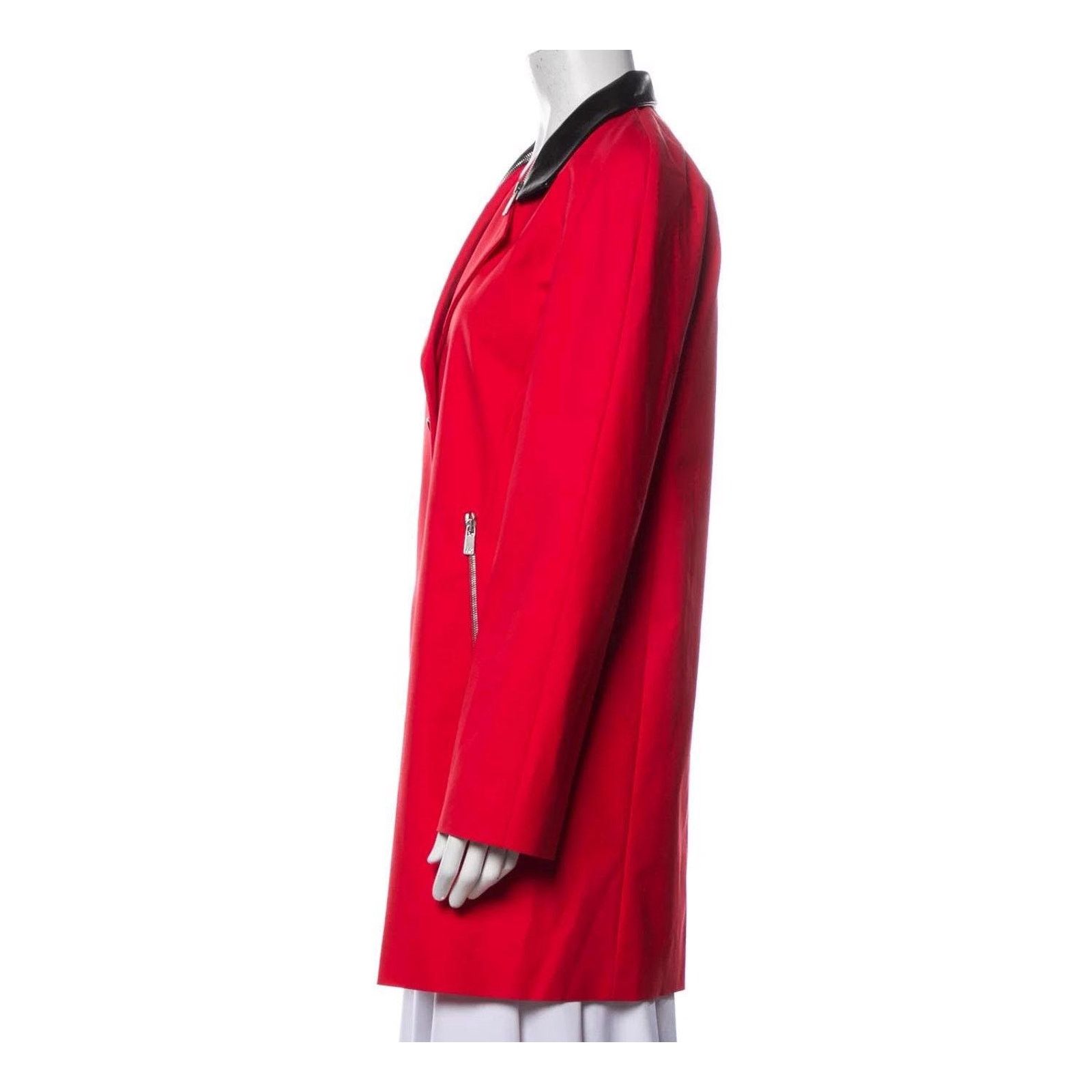 Michael Kors MICHAEL KORS Red Peacoat Made in Italy, XS /US2 SRP: $4500 Size XS / US 0-2 / IT 36-38 - 2 Thumbnail