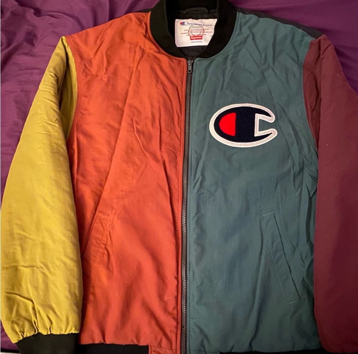 Champion × Supreme Supreme Champion Color Block Jacket | Grailed