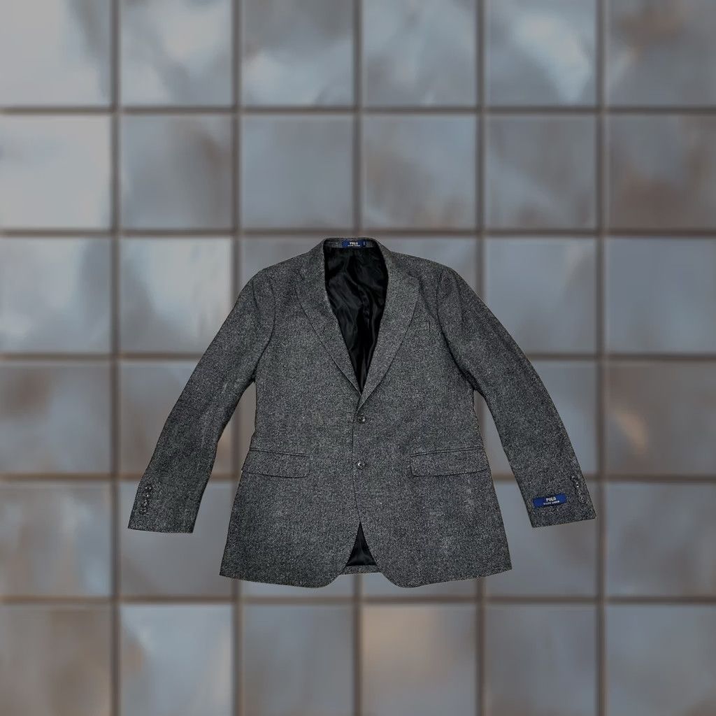 Polo Ralph Lauren Polo Ralph Lauren Wool Blend Coat Blazer 42L Dark Grey Long Tweed Wool Polyester Sport Coat Mens Blazer Size US XL / EU 56 / 4 - 1 Thumbnail