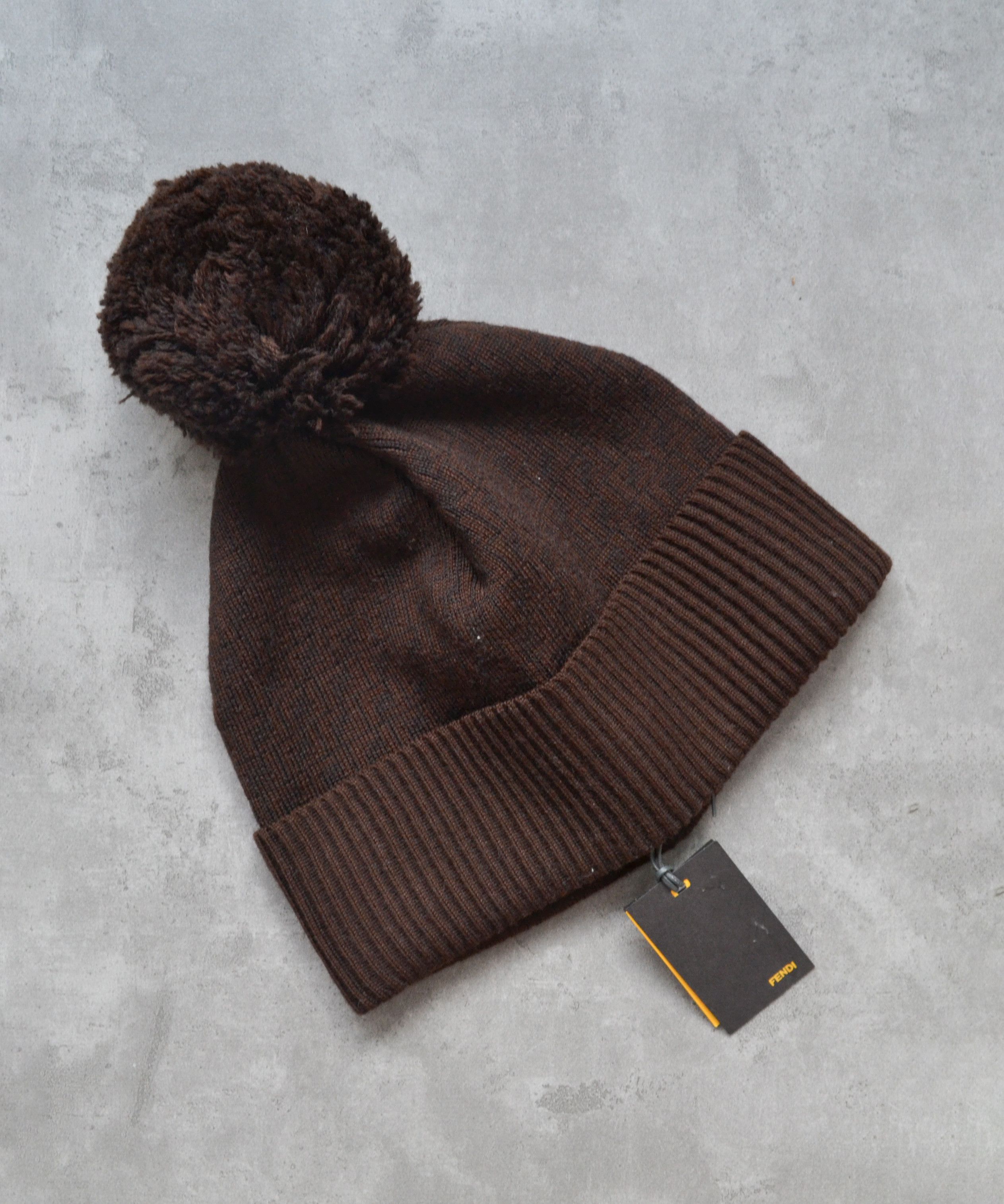 Fendi FENDI Hat Wool Pom Pom Monogram FF Brown Black Beanie Size ONE SIZE - 6 Thumbnail