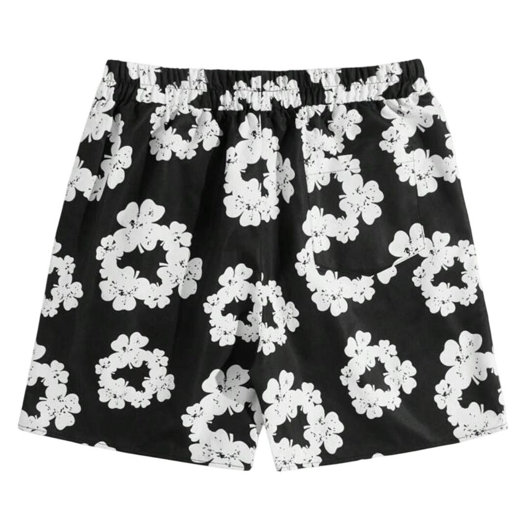 Shein Men's Floral Print Drawstring Waist Shorts in Black, Size L Size US 38 / EU 54 - 2 Thumbnail