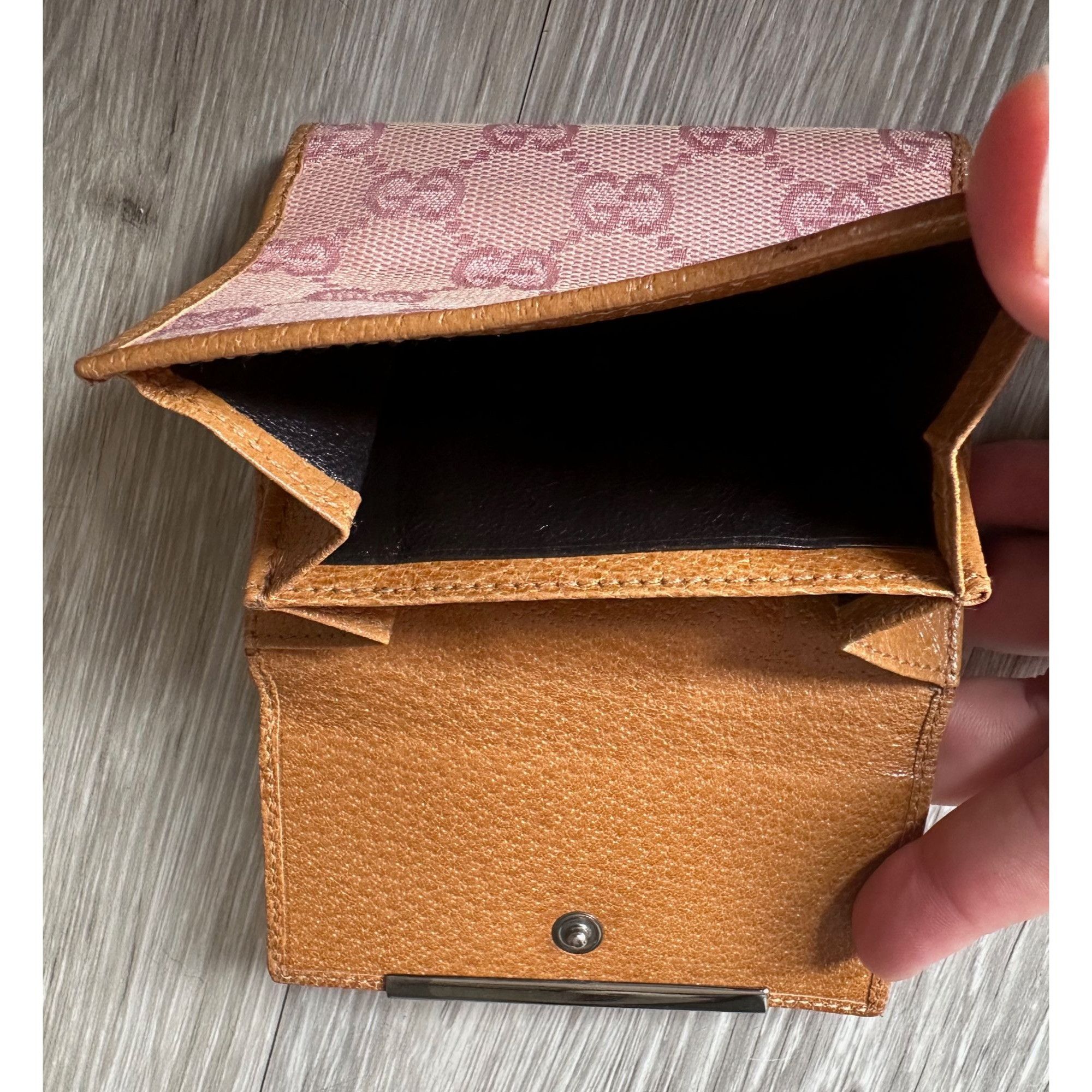 Gucci Gucci Pink GG Canvas & Leather Short Bifold Wallet w Coin P Size ONE SIZE - 9 Thumbnail