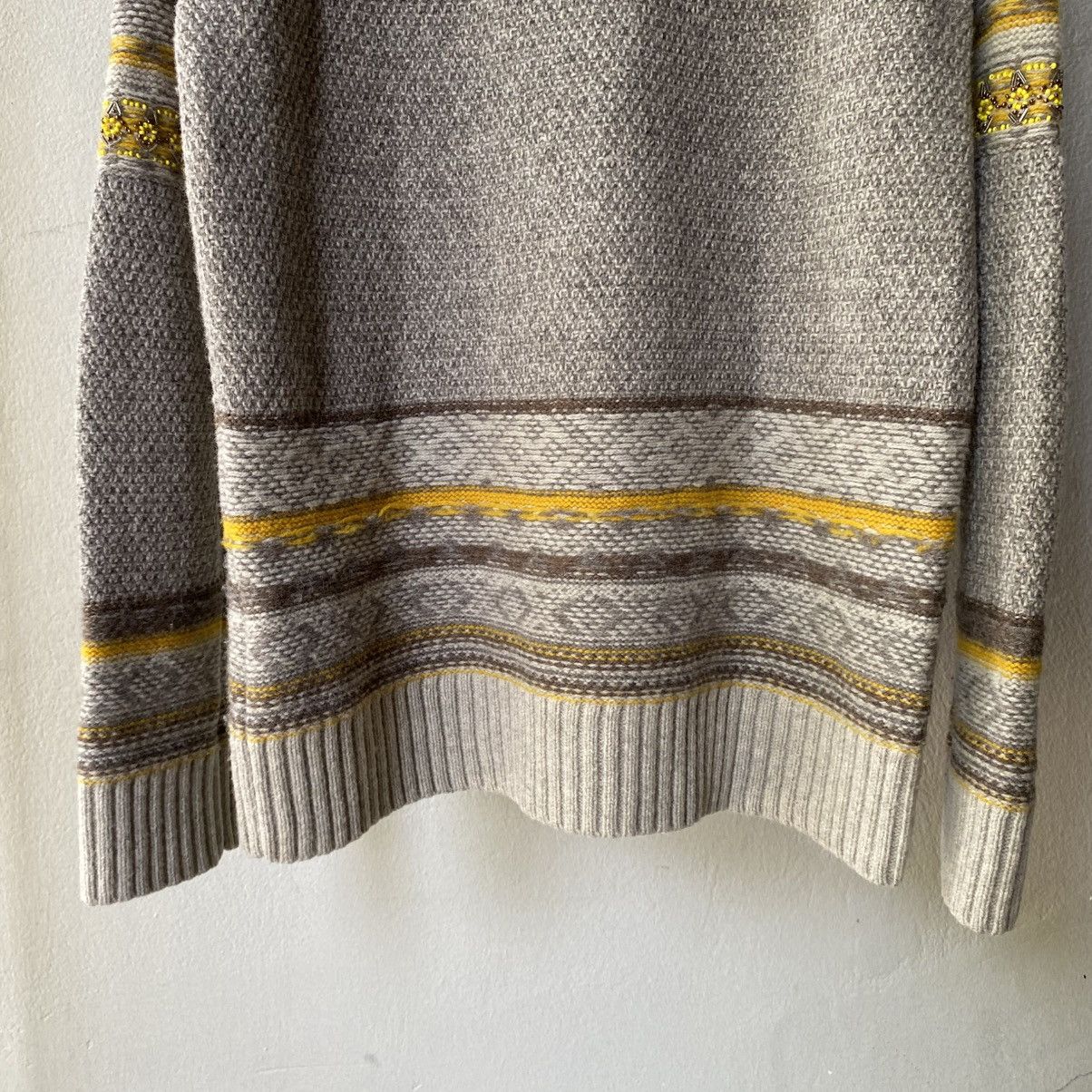Zucca ZUCCA Gray & Yellow Knit Sweater Size L / US 10 / IT 46 - 14 Thumbnail
