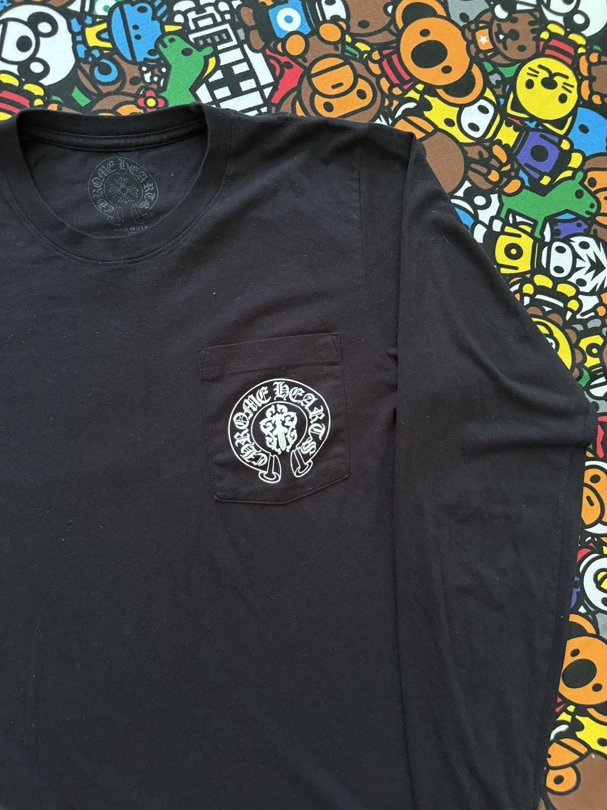 Chrome Hearts Black USA Flag Logo Long Sleeve Tee