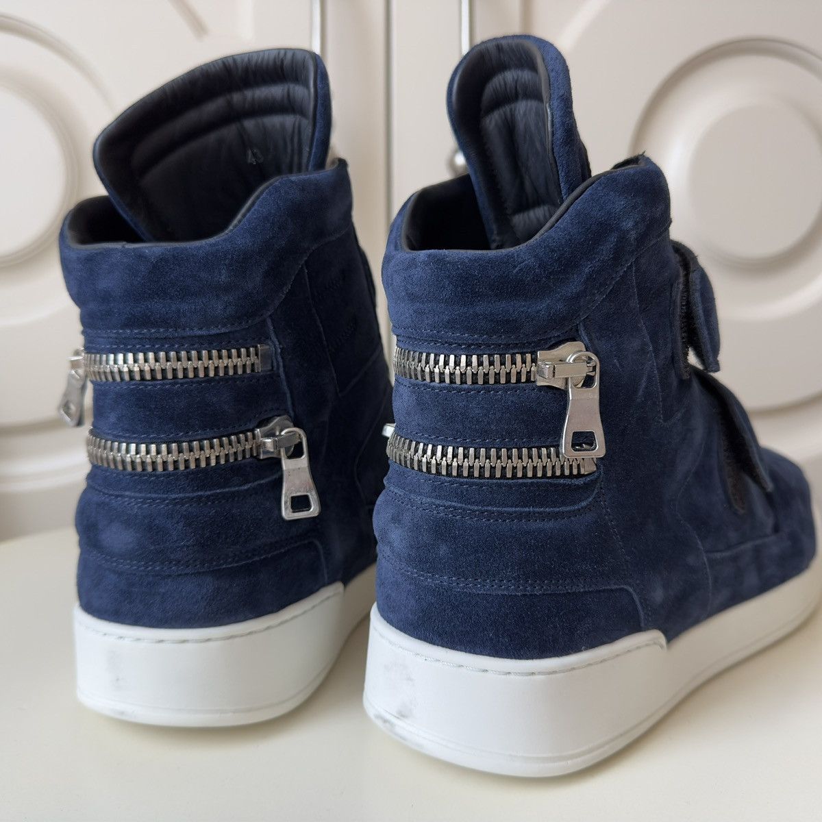 Balmain Balmain Blue Suede Velcro Strap High-Top Sneakers Size US 10 / EU 43 - 8 Thumbnail