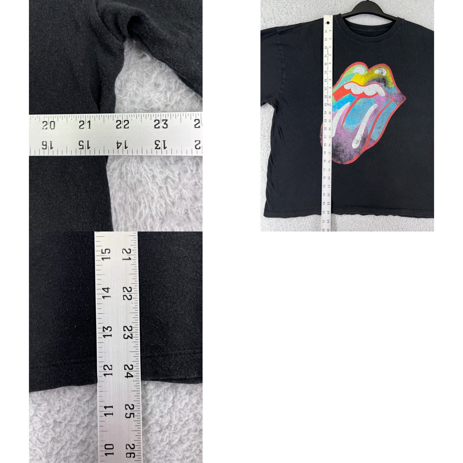 Vintage Rolling Stones Shirt Womens Medium Black Crop Short Sleeve Crew Neck T-Shirt Size M / US 6-8 / IT 42-44 - 9 Thumbnail