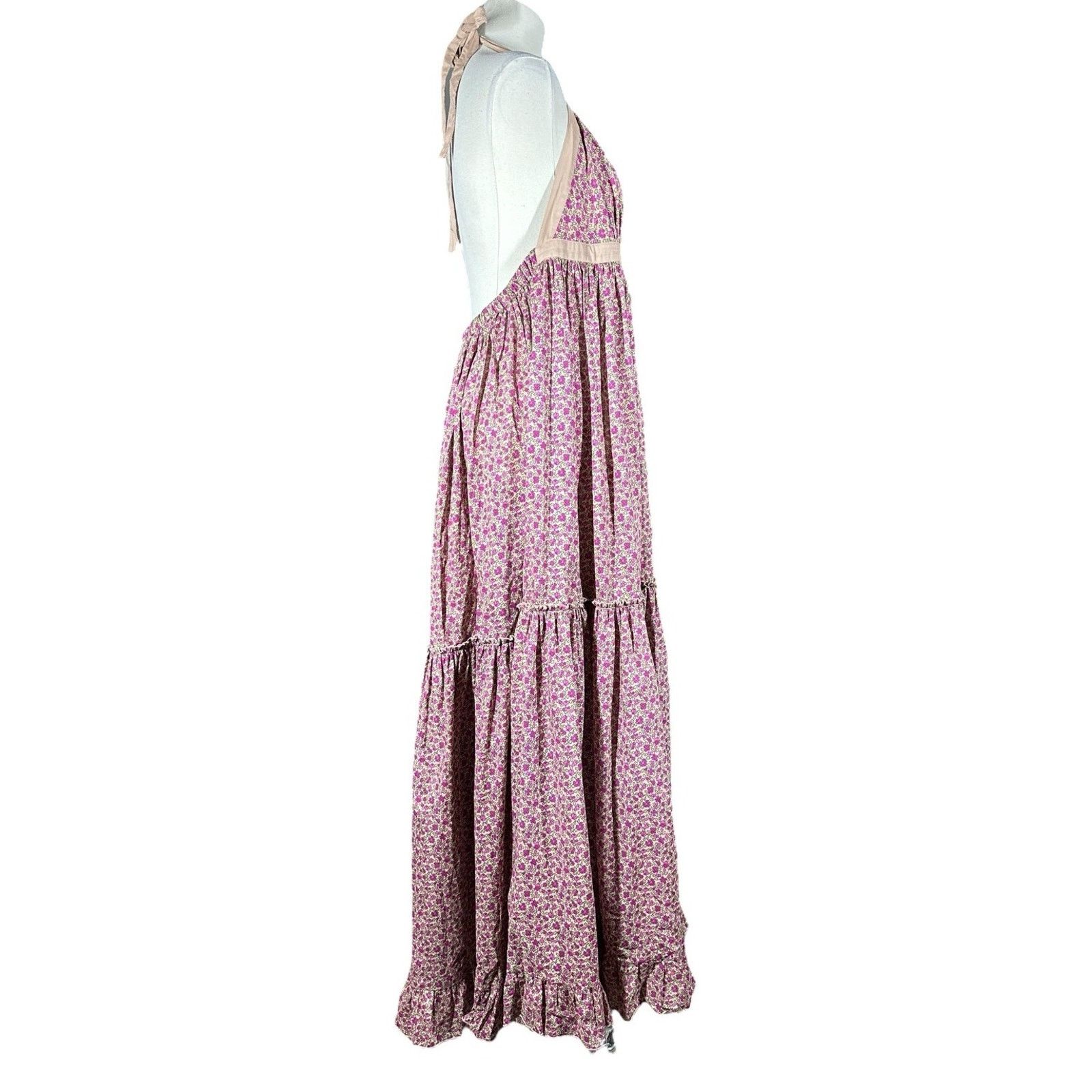 Other Moda International Halter Maxi Dress XL Ditzy Floral Boho Size XL / US 12-14 / IT 48-50 - 6 Thumbnail