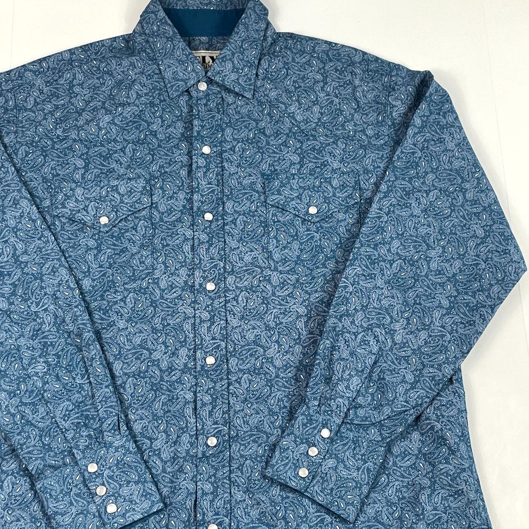 Vintage Ely Cattleman Shirt Mens Large Blue Pearl Snap Paisley Long Sleeve - Cotton Size US L / EU 52-54 / 3 - 3 Thumbnail