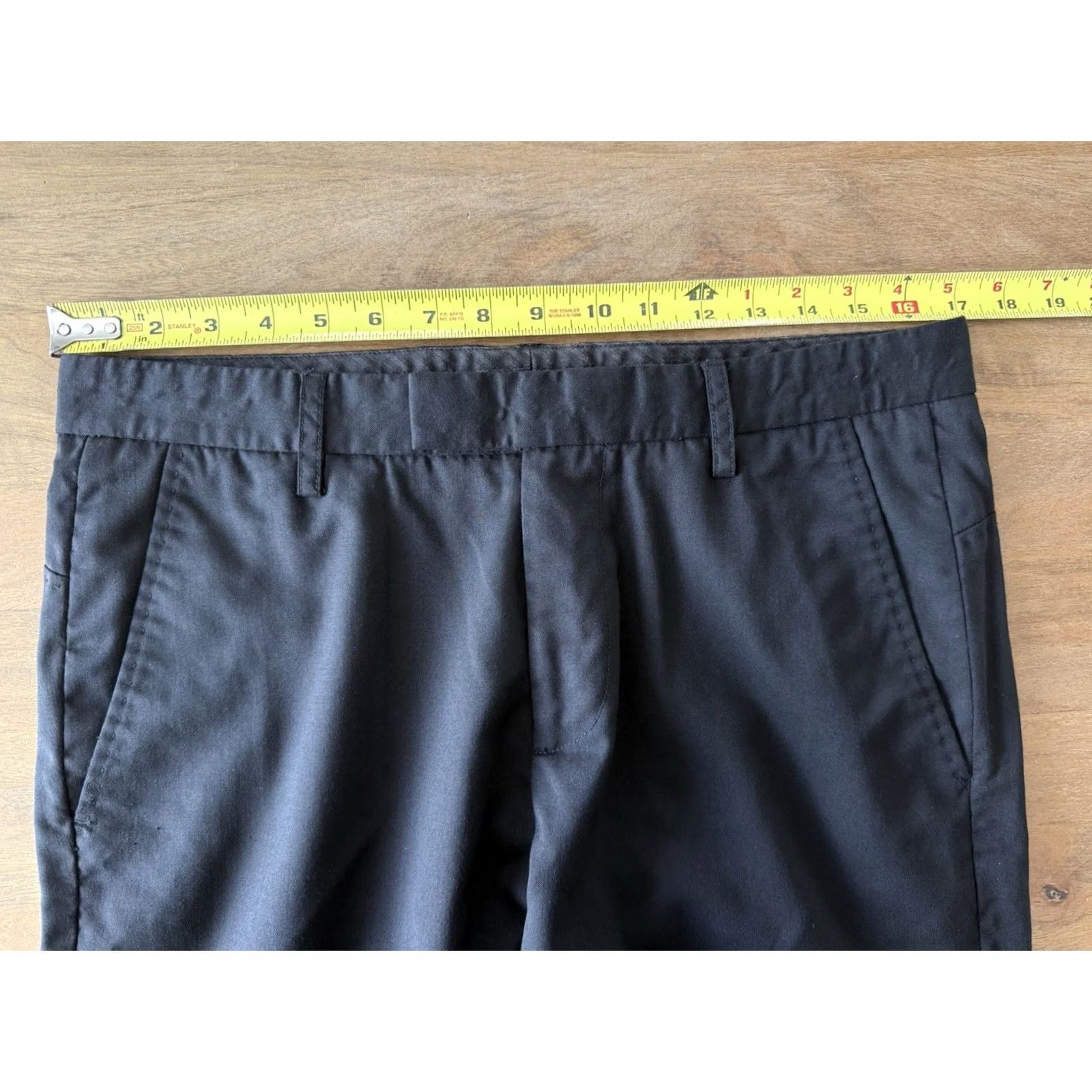 Vintage Paul La Fontaine Black Dress Pants Mens Size 32 Slim Wool Trousers 34x27.5 Flat Front Front Pockets Dress Pants Mens Black Wool Trousers Size US 32 / EU 48 - 5 Thumbnail