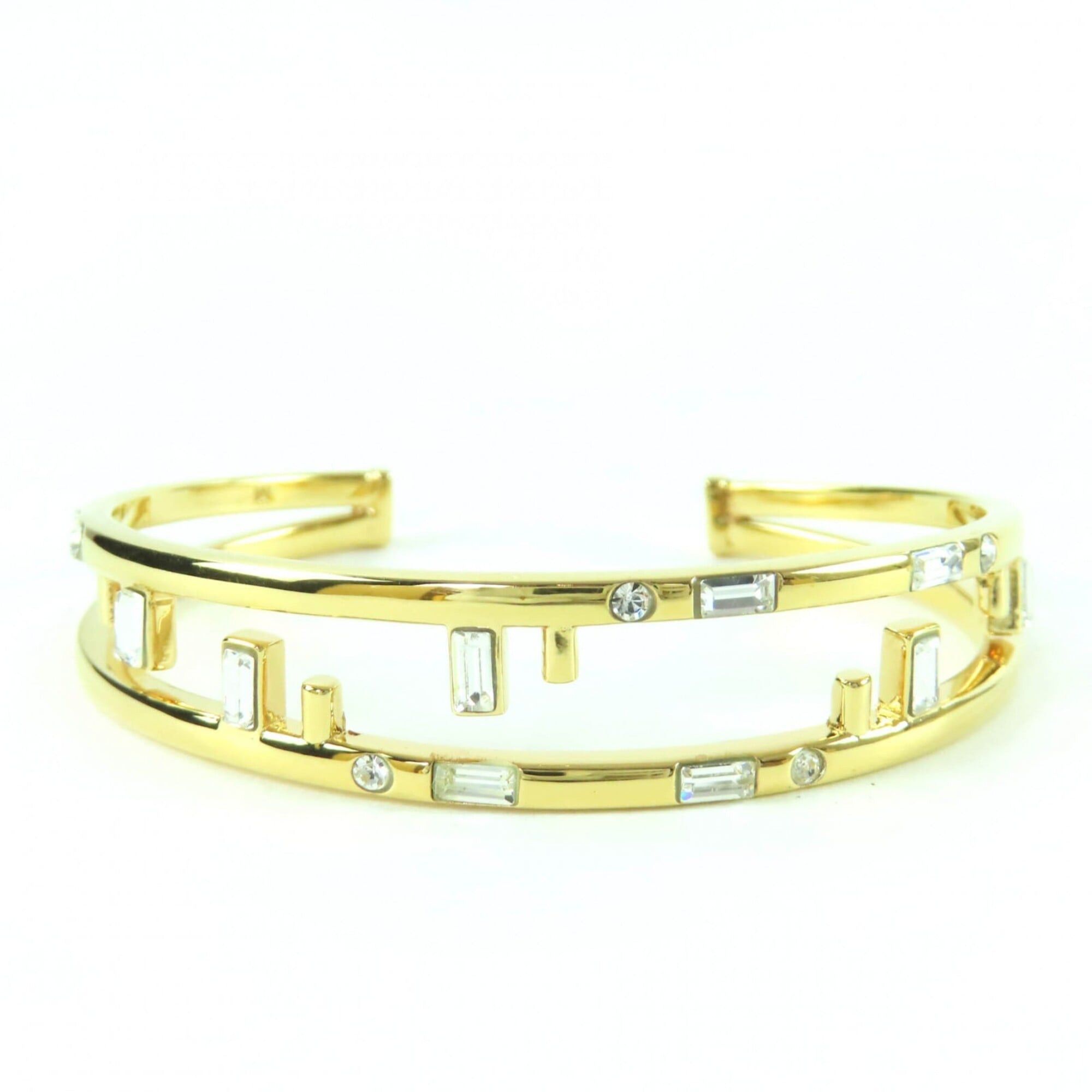 Fendi FENDI First FF motif rhinestone bangle bracelet, size M, gold, with box, made in Italy, women's. Size ONE SIZE - 1 Thumbnail