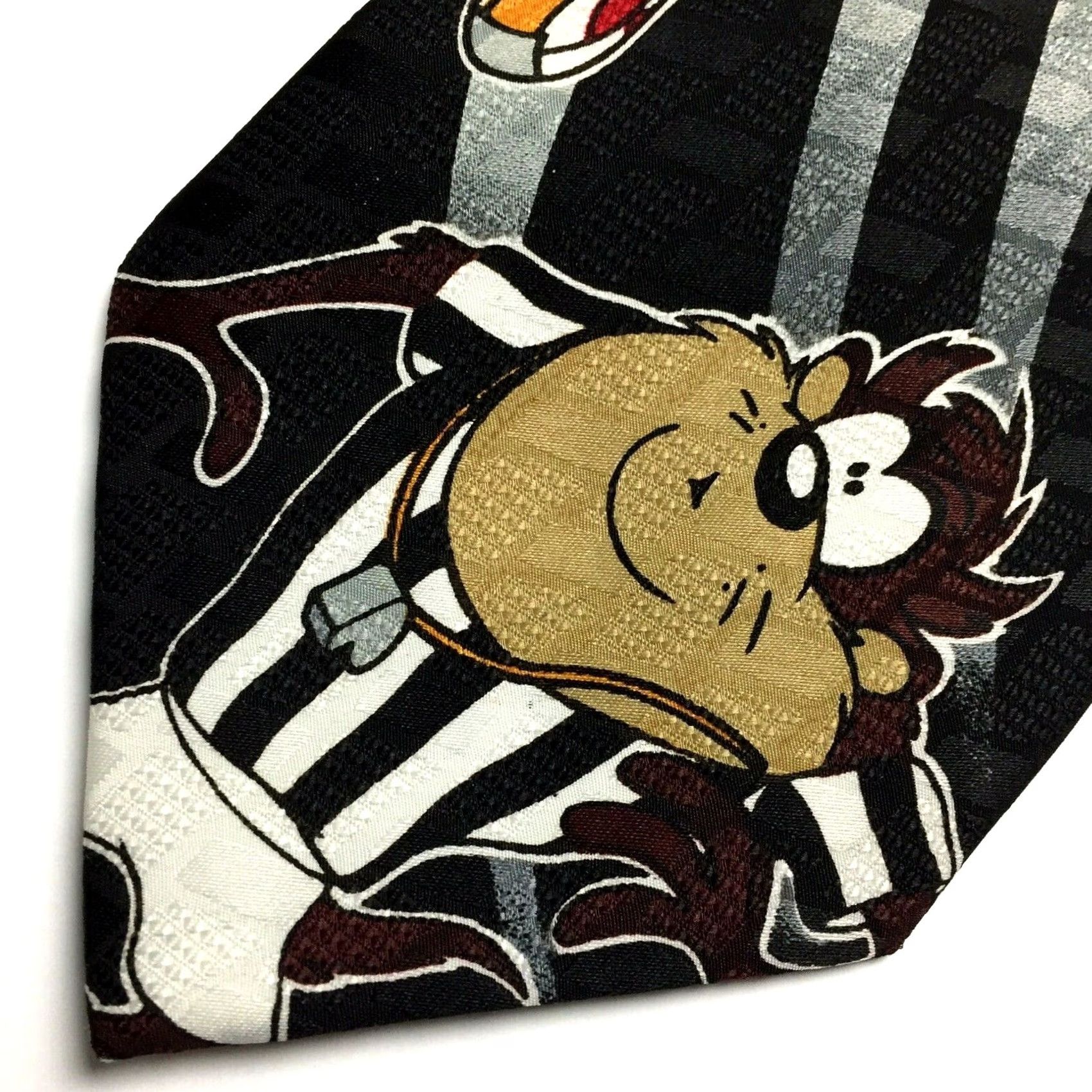 Vintage VINTAGE Looney Tunes Mania Necktie Black Tie Men 54" 3.75" Polyester Classic 57-60 in. Size ONE SIZE - 2 Thumbnail
