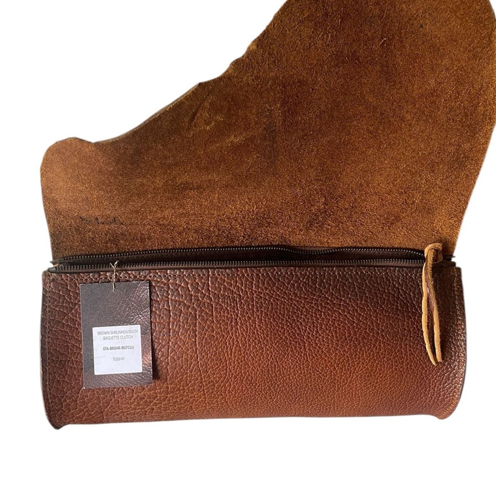 Other Stash Brown Shrunken bison baguette clutch NWT Size ONE SIZE - 7 Thumbnail