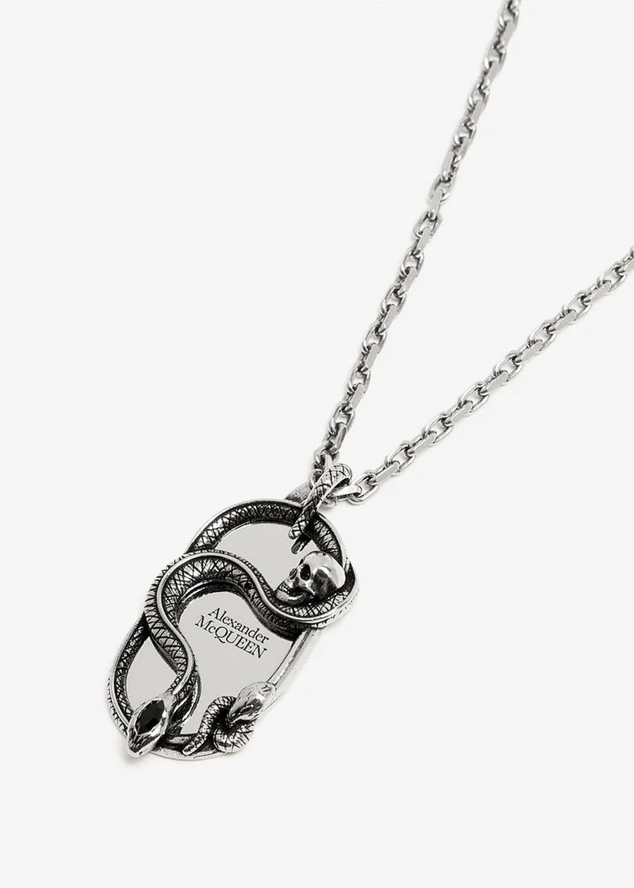 Alexander McQueen ALEXANDER MCQUEEN Snake & Skull silver tone pendant necklace Size ONE SIZE - 1 Thumbnail
