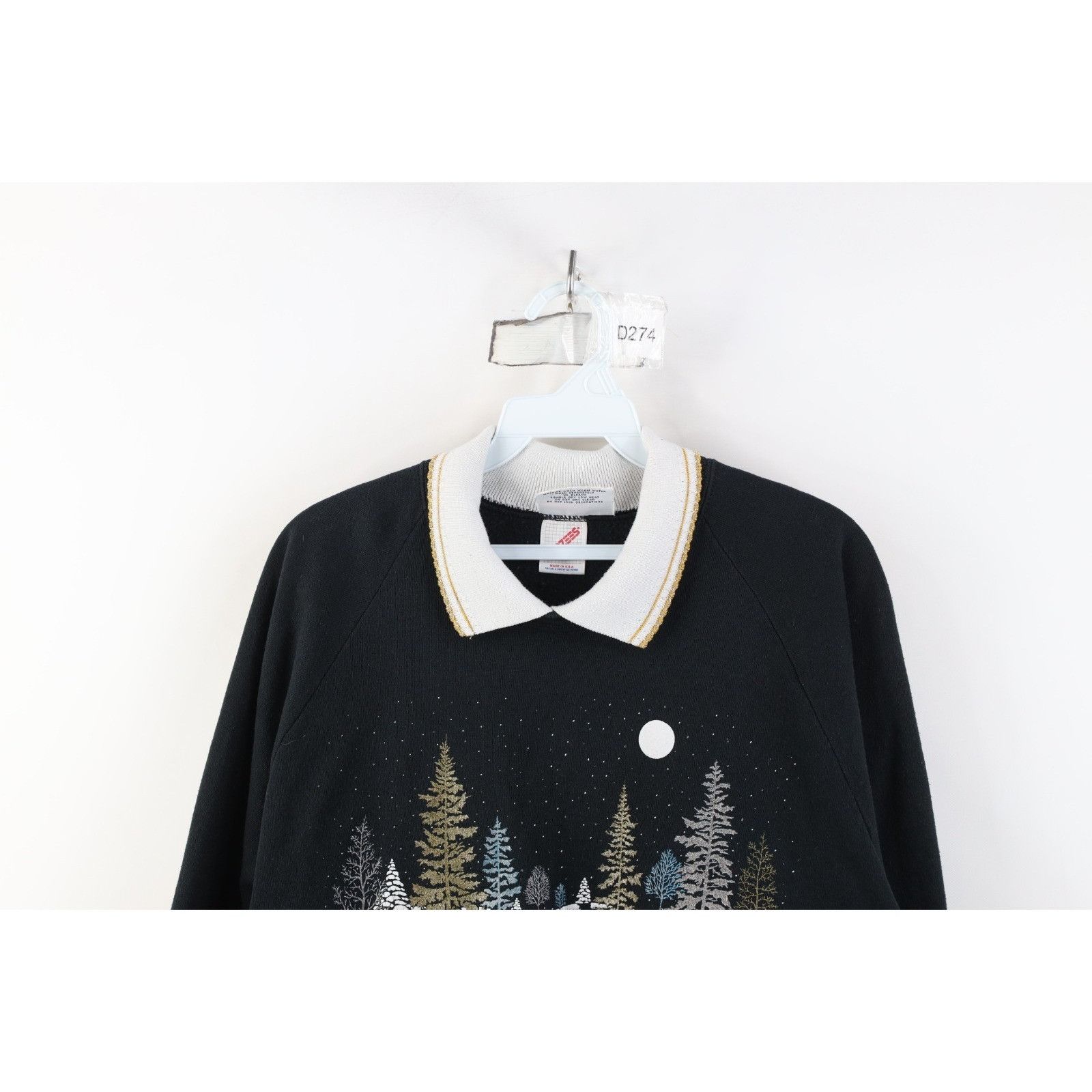 Vintage Vintage 90s Streetwear Faded Christmas Collared Sweatshirt Size XL / US 12-14 / IT 48-50 - 2 Thumbnail