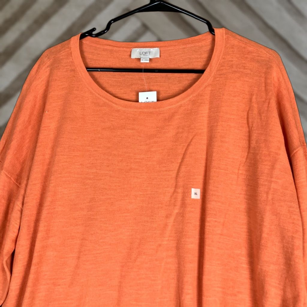 Loft LOFT Outlet Womens Sweater Orange Thin Crew Neck Long Sleeve Front Tie XL Pullover Knit Casual Workwear Mens? Size XL / US 12-14 / IT 48-50 - 1 Thumbnail