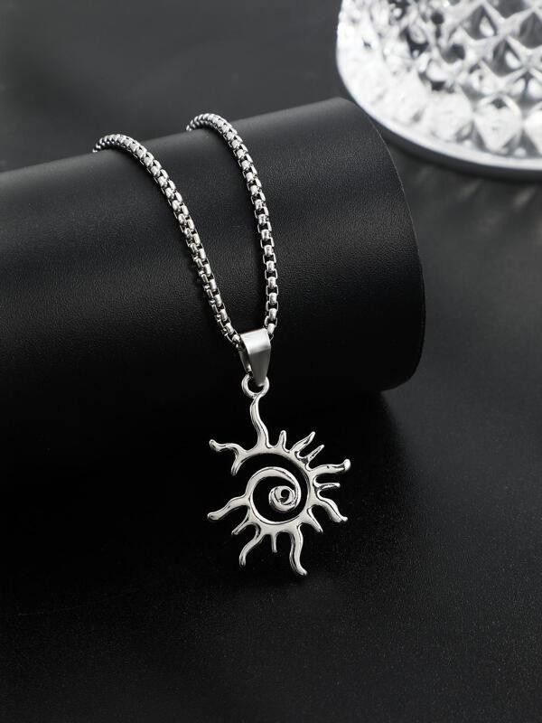Jewelry x Vintage Retro Pendant Y2K Necklace Chain in Silver, Men's