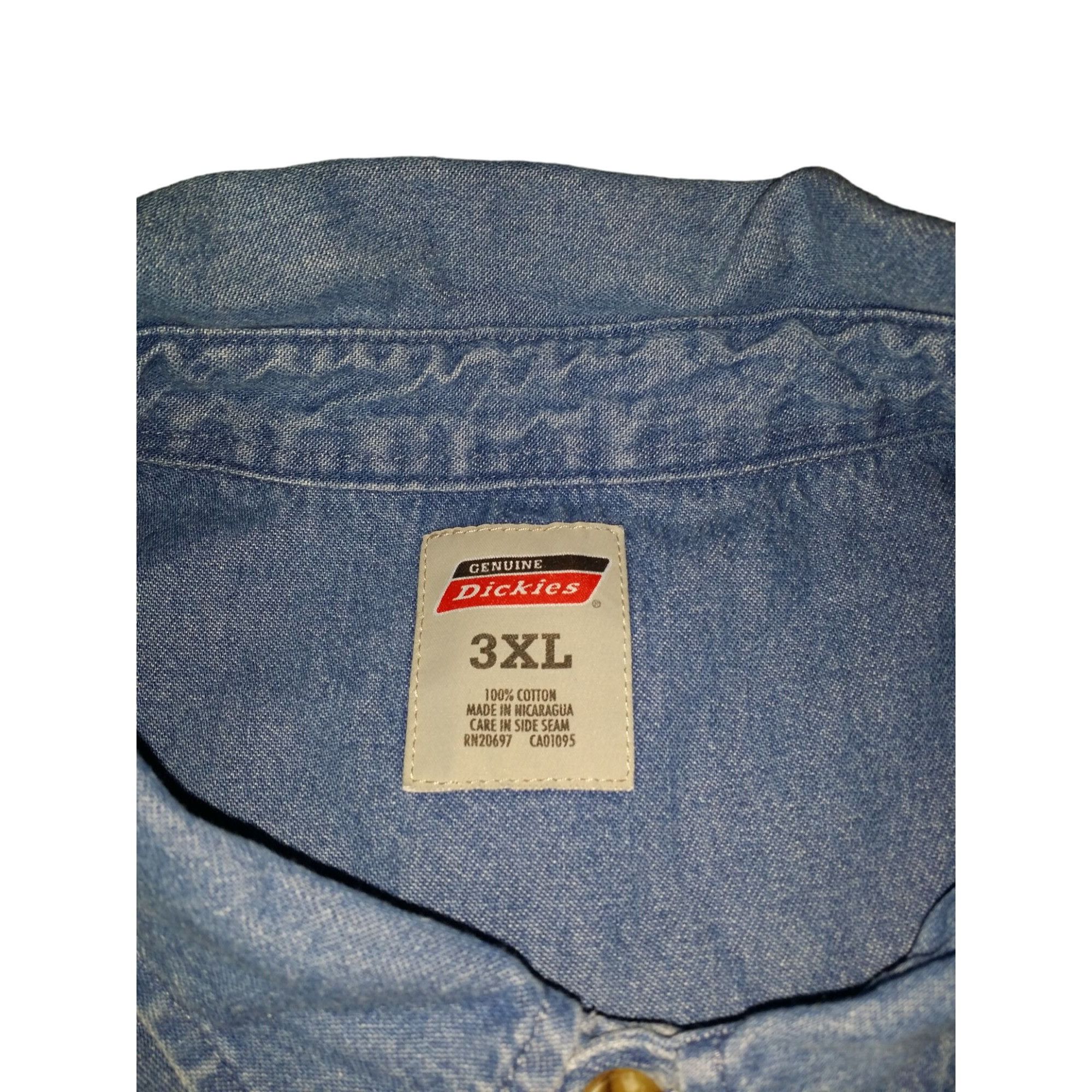 Dickies Dickies Button Up Shirt Men Sz 3XL Denim Logo Short Sleeve W Size US XXL / EU 58 / 5 - 7 Thumbnail