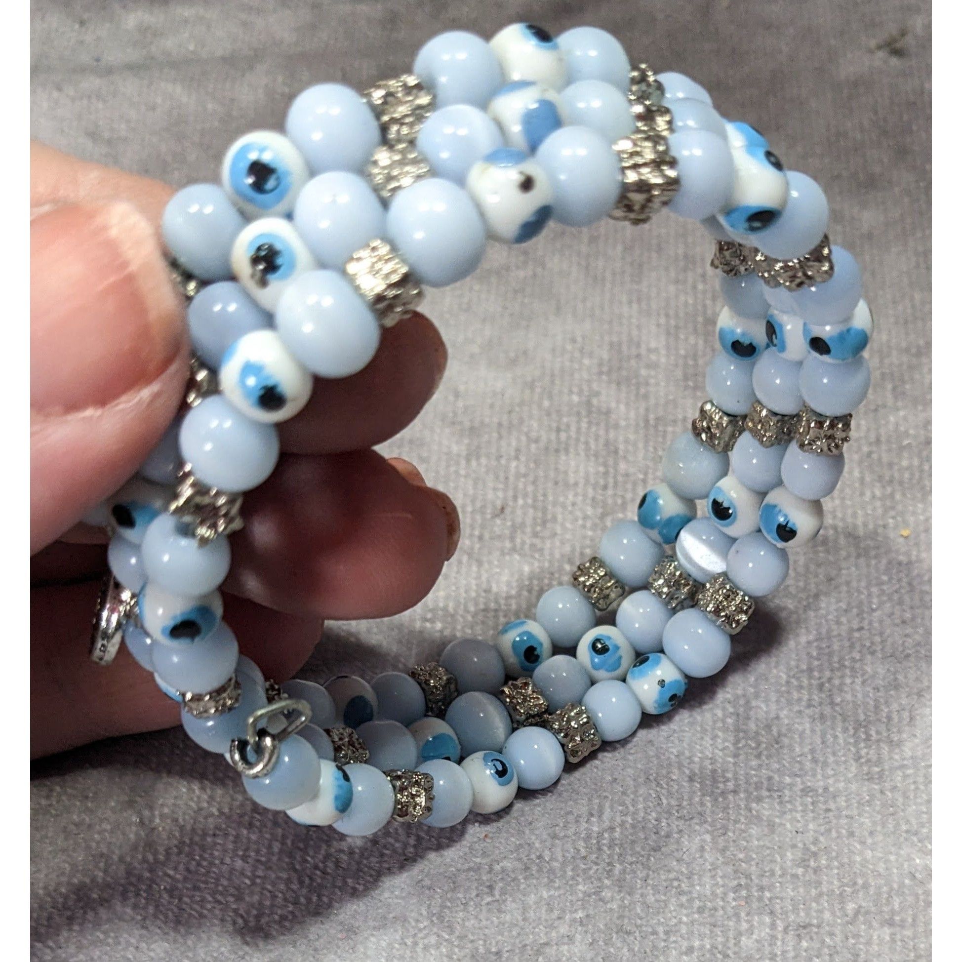 Other Bohemian Evil Eye Light Blue Glass And Silver Tone Beaded Co Size ONE SIZE - 5 Thumbnail