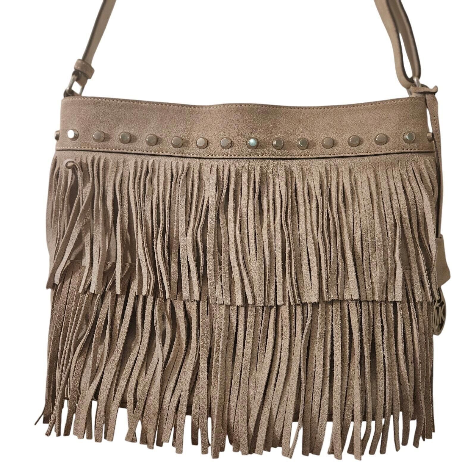 Michael Kors Michael Kors Suede Fringe Bag Billy Dark Dune Studded Tan Size ONE SIZE - 2 Thumbnail