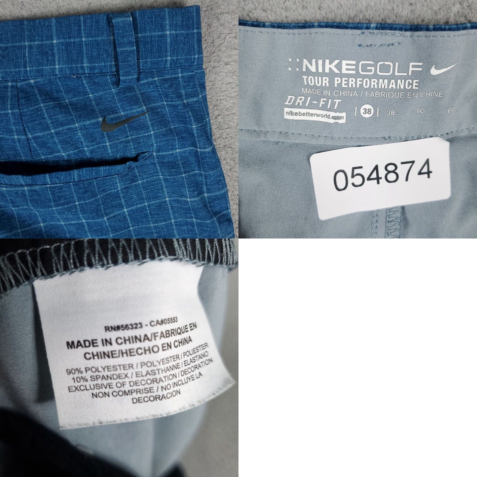 Nike Nike Shorts Mens 38 Blue Check Dri Fit Golf Casual Flat Front Chino Size US 38 / EU 54 - 8 Thumbnail