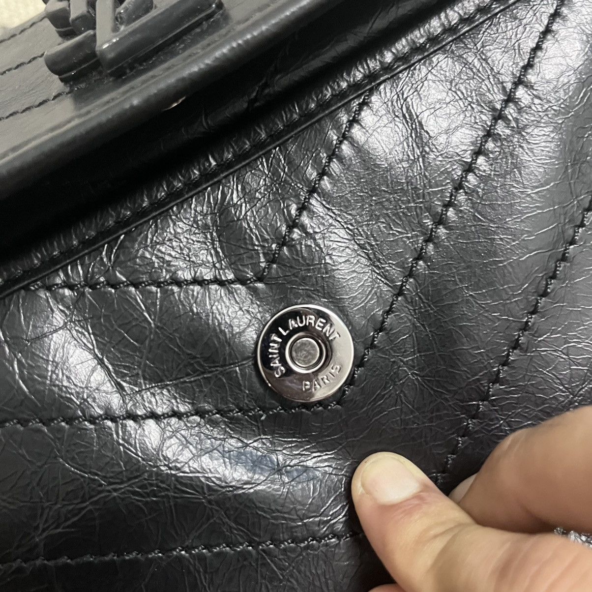 Saint Laurent Paris Authentic Yvest Saint Lauren Niki Chain Leather Shoulder Bag Size ONE SIZE - 10 Thumbnail