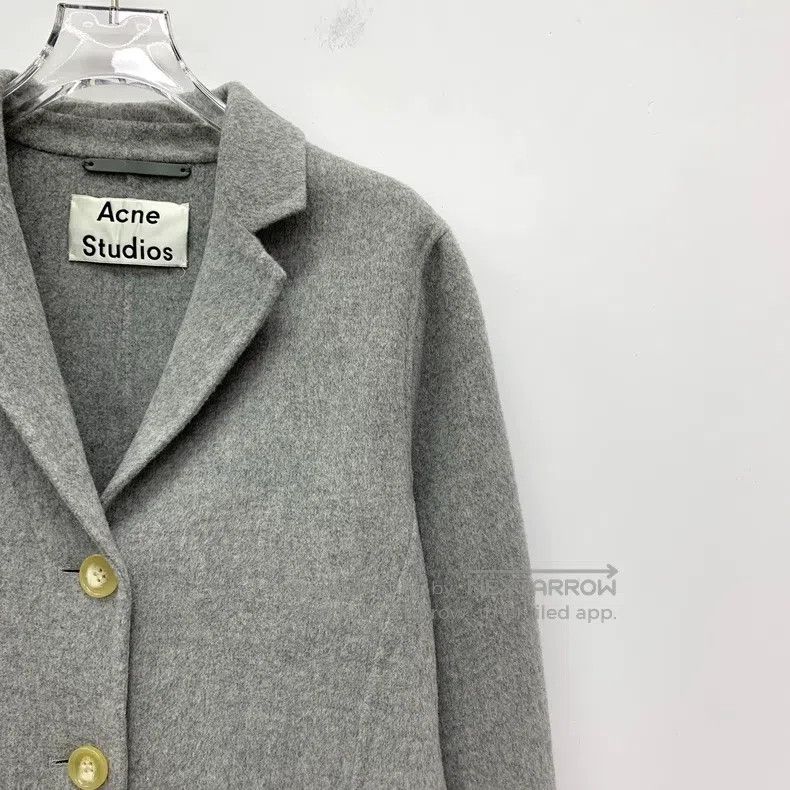 Acne Studios Acne Studios Gray Wool Notched Collar Single-Breasted Long Size XXS / US 00 / IT 34 - 3 Thumbnail