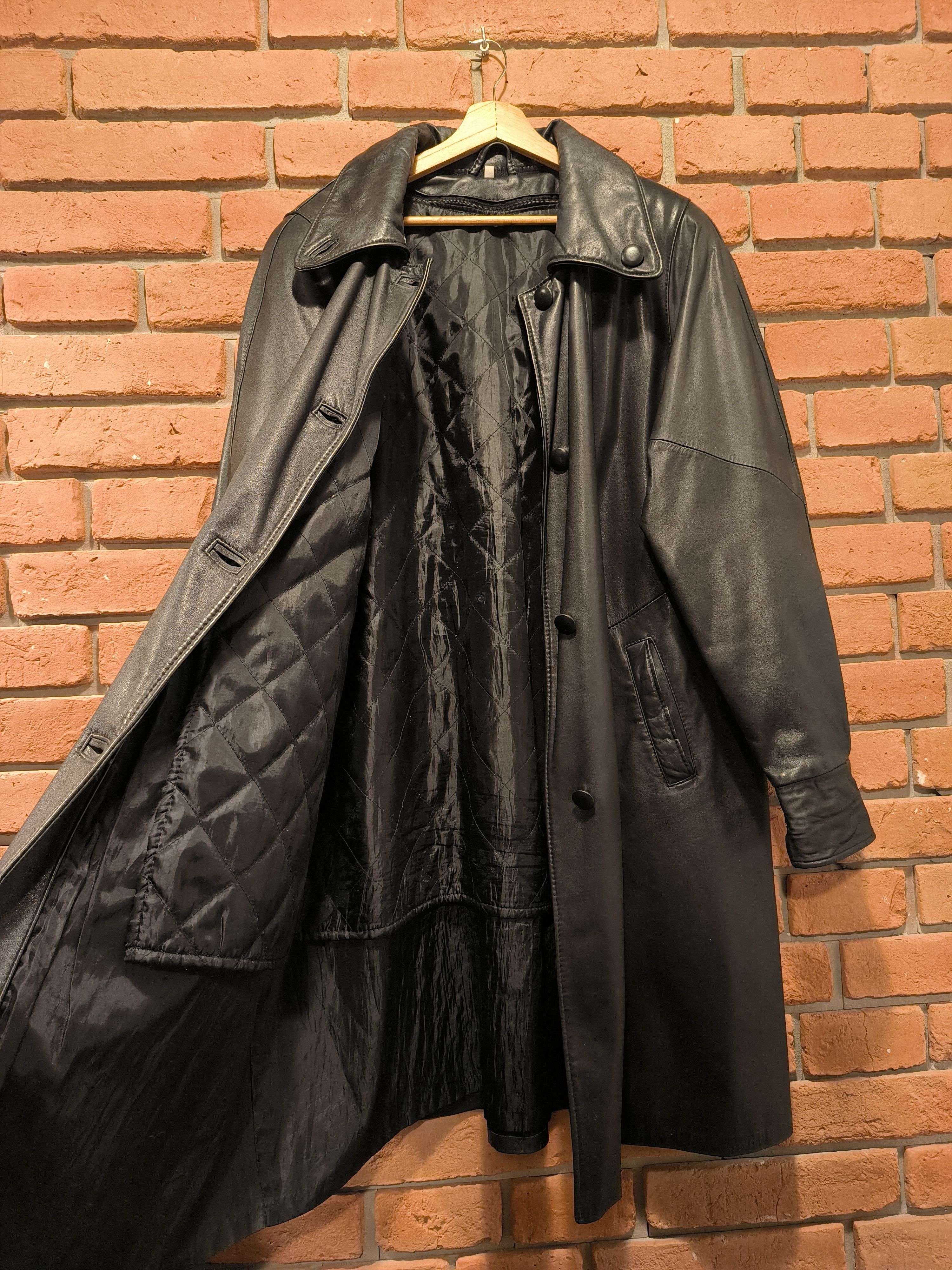 Vintage Vintage Leather Long Coat Black Jacket Basic Size US XL / EU 56 / 4 - 3 Thumbnail