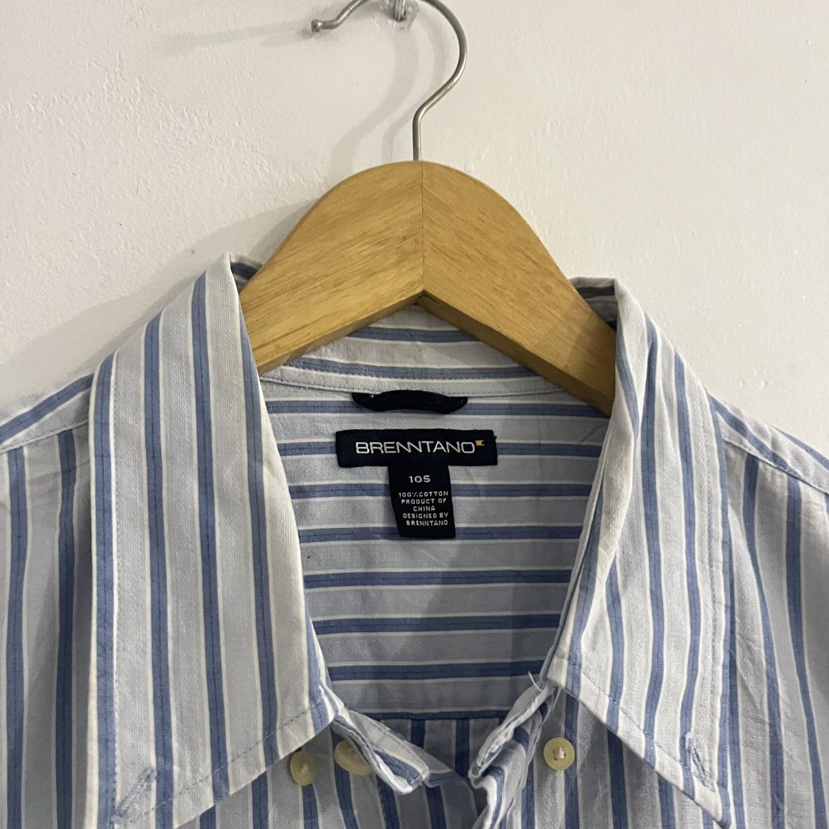 Japanese Brand brenntano - striped ss button up shirt Size US L / EU 52-54 / 3 - 4 Thumbnail