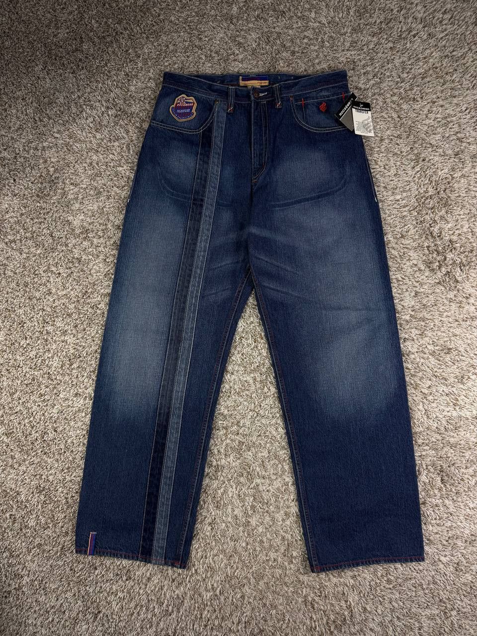 Rocawear Y2K Baggy Jeans Hip Hop Panel Seam Patch Logo