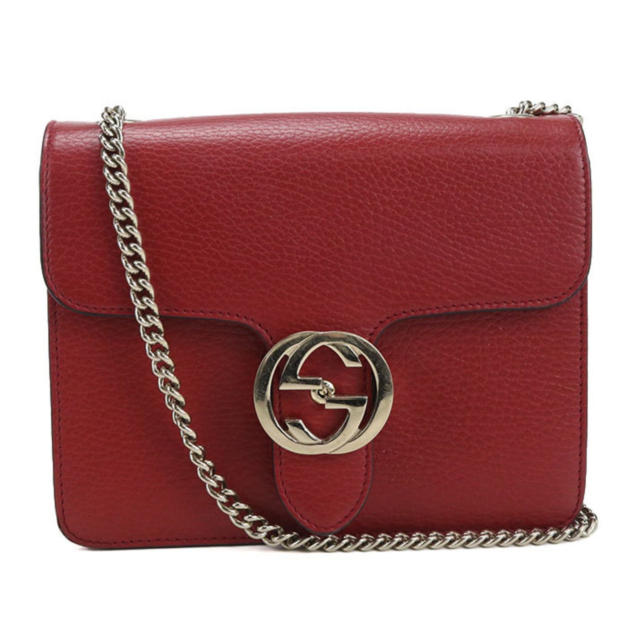 Gucci GUCCI Crossbody Shoulder Bag 510304 with Chain and Interlocking G, Women's, Red Size ONE SIZE - 1 Thumbnail