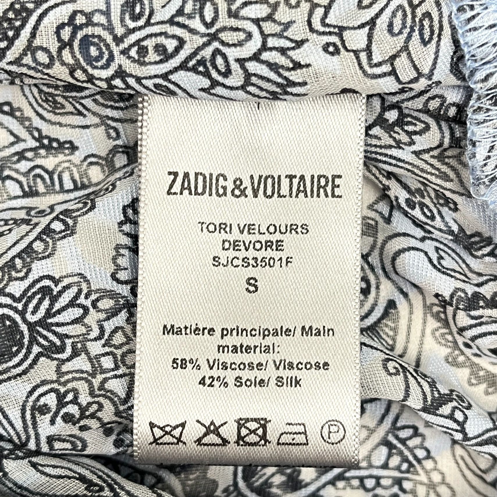 Zadig & Voltaire VINTAGE Zadig & Voltaire Tori Velours Devore Blouse Blue Floral Velvet Surplice Size S / US 4 / IT 40 - 5 Thumbnail
