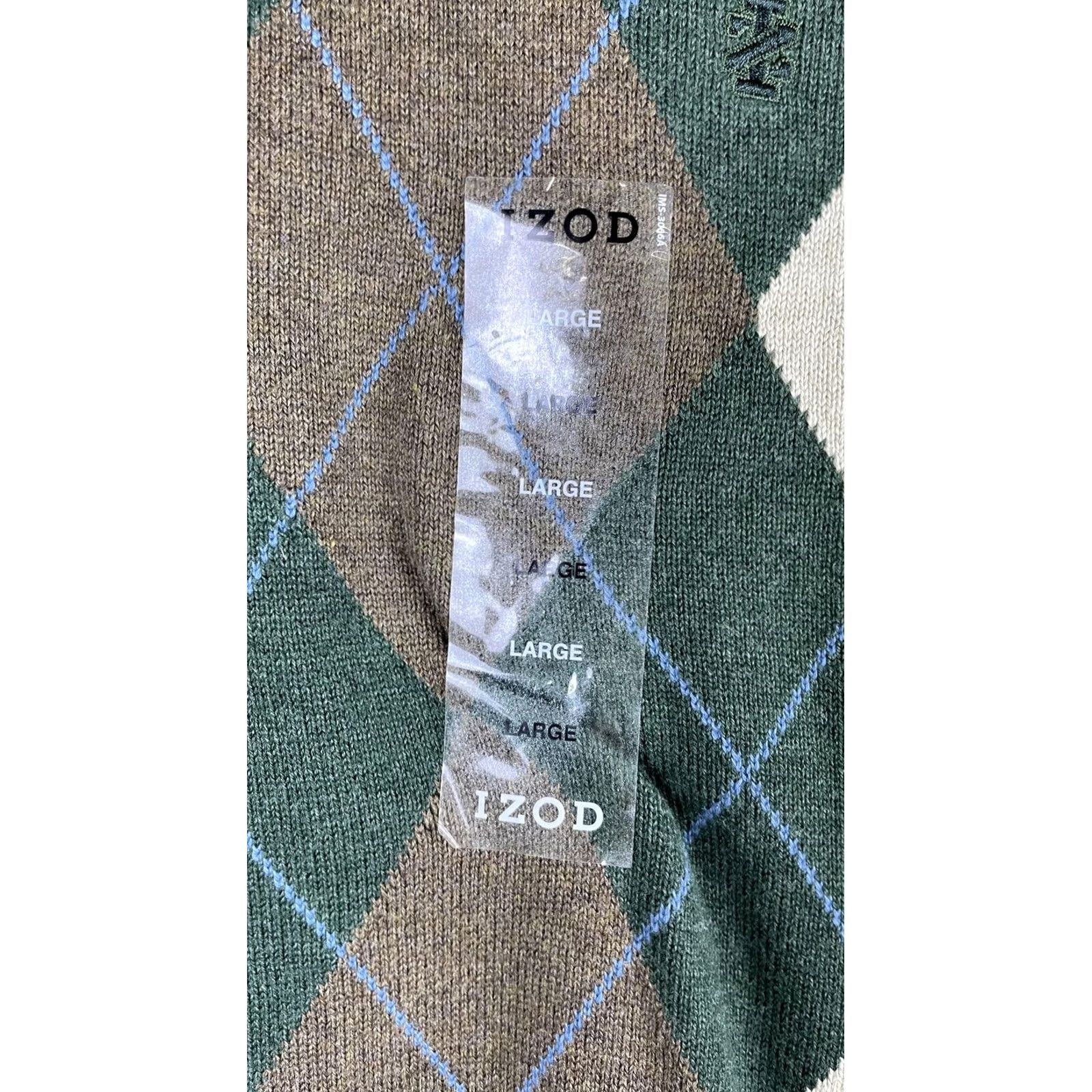 Izod IZOD Vest Mens Large Green Argyle V-Neck Cotton Knit Preppy Casual Golf Sleeveless Pullover Size US L / EU 52-54 / 3 - 3 Thumbnail
