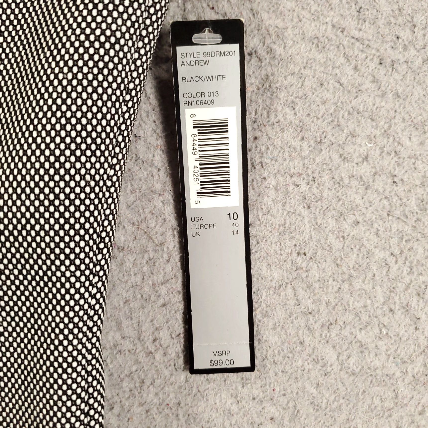 Vintage Tahari Dress Womens 10 Black White Micro Polka Dots Sheath Tank Dress Knee Length Sleeveless Polka Dot NWT Vintage No N/A Size L / US 10 / IT 46 - 6 Thumbnail