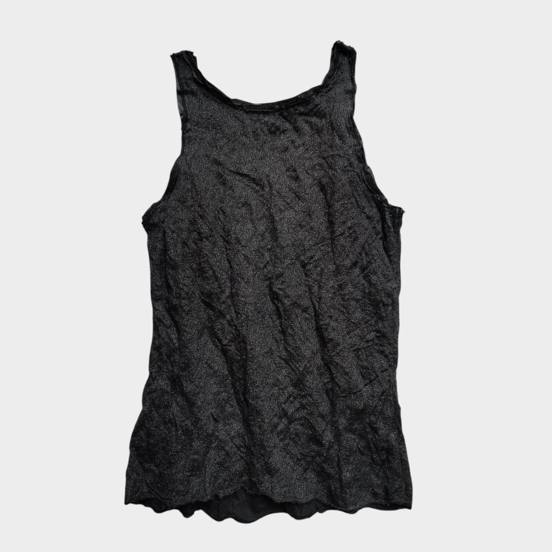 Shellac Shellac glitter leather trim vkei sleeveless tee Size US S / EU 44-46 / 1 - 2 Thumbnail