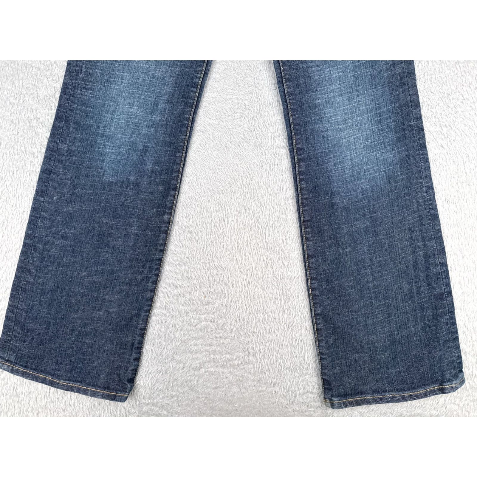 Vintage Seven7 Jeans Adult 30 Blue Mid Rise Flared Denim Cotton Blend 30x32 5-Pocket Distressed Logo Embroidered American Designer Women Size 30" / US 8 / IT 44 - 2 Thumbnail