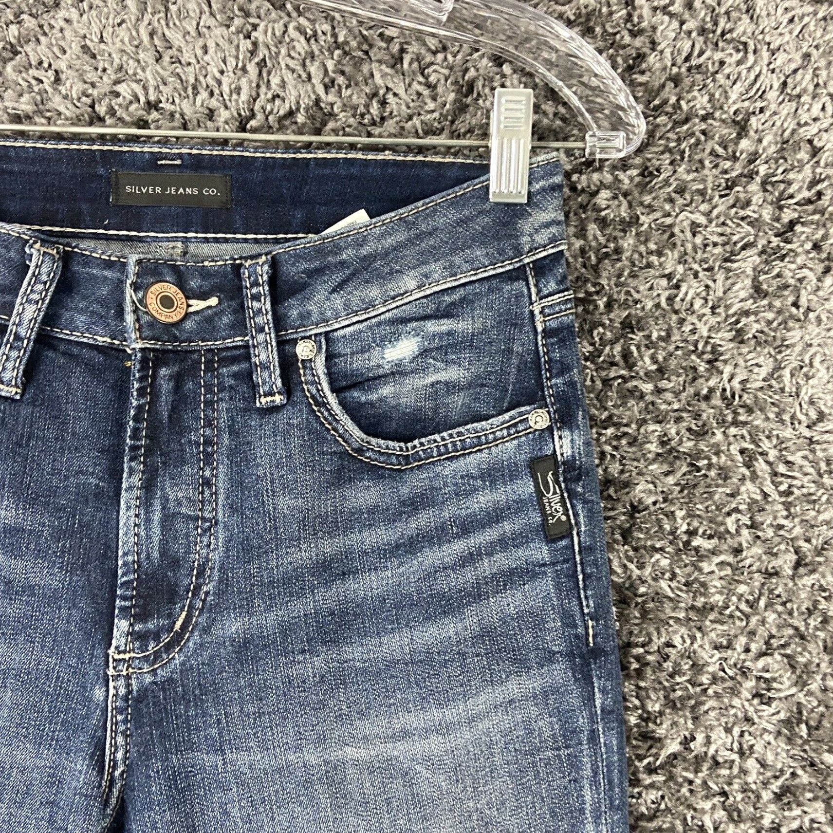 Silver Jeans Co. SILVER JEANS Avery Skinny Crop Distressed Blue Jeans Women’s 28 Size 28" / US 6 / IT 42 - 4 Thumbnail