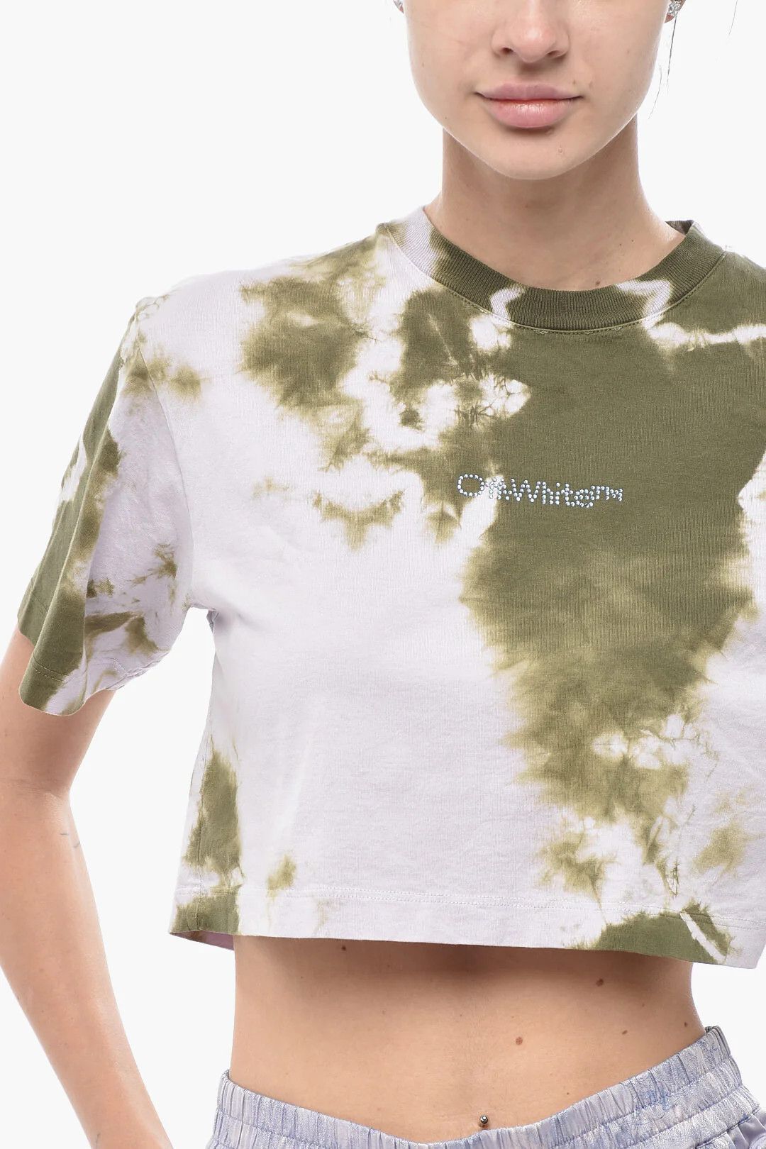 Off-White og1mm0426 Tie-Dye Cotton Crop T-Shirt in Multicolor Size M / US 6-8 / IT 42-44 - 3 Thumbnail