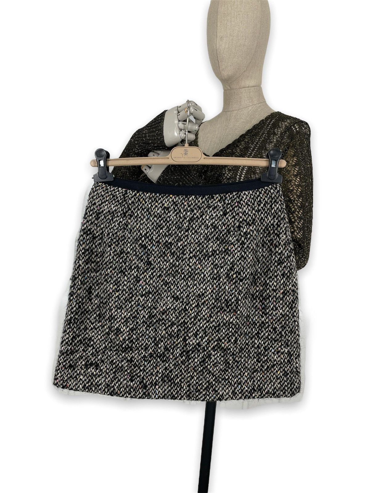 Japanese Brand × Tomorrowland Rare Japan Collection Wool Tweed Side Zipper Mini Straight Skirt Size 26" / US 2 / IT 38 - 3 Thumbnail